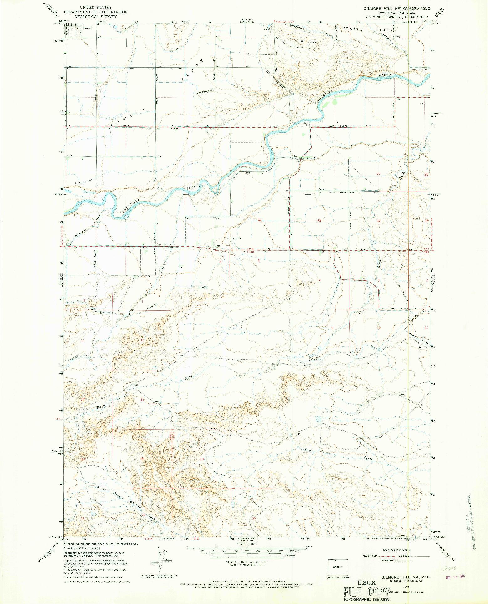 USGS 1:24000-SCALE QUADRANGLE FOR GILMORE HILL NW, WY 1966