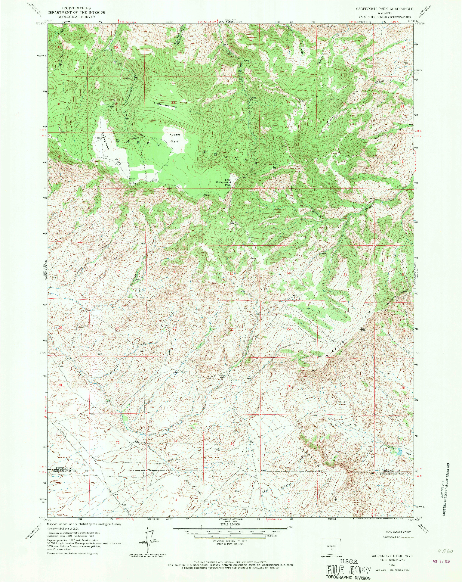 USGS 1:24000-SCALE QUADRANGLE FOR SAGEBRUSH PARK, WY 1962