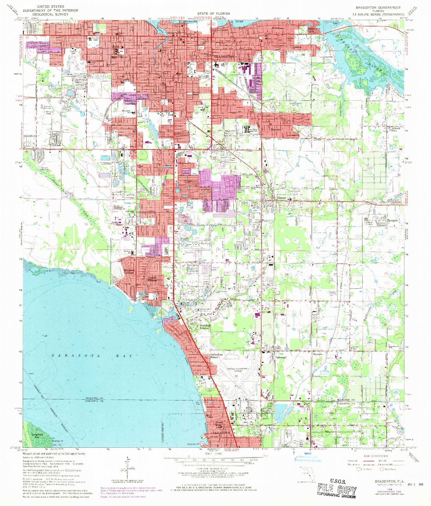 USGS 1:24000-SCALE QUADRANGLE FOR BRADENTON, FL 1964