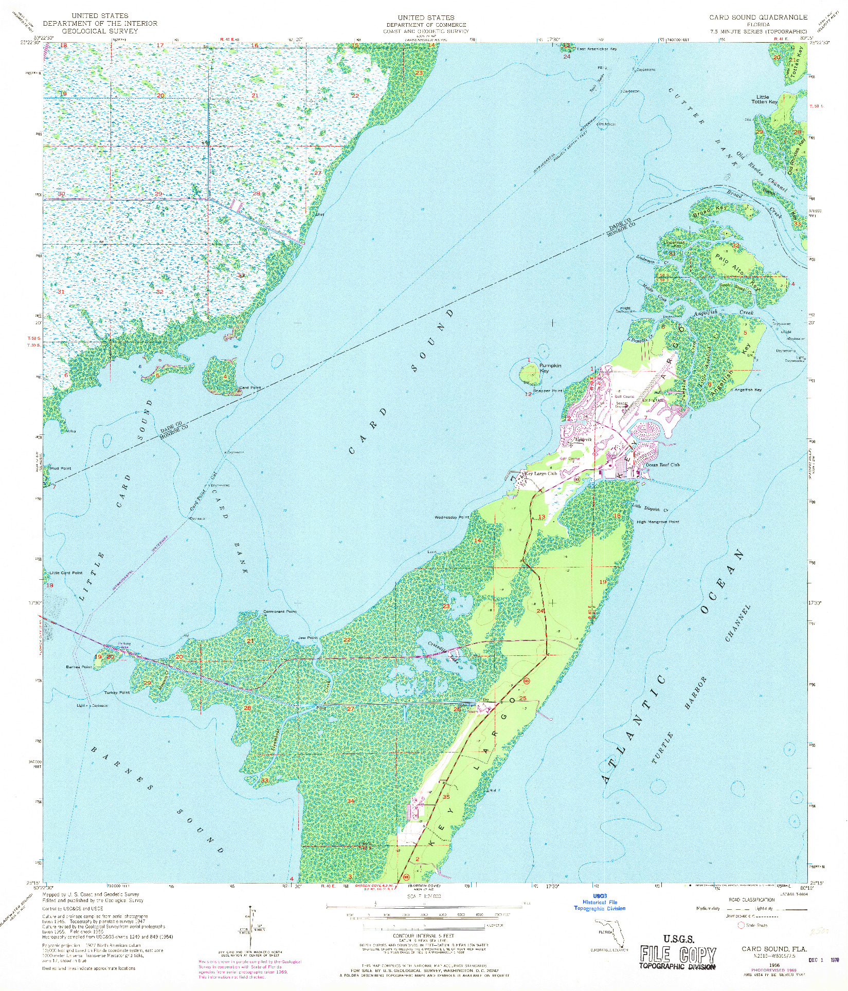 USGS 1:24000-SCALE QUADRANGLE FOR CARD SOUND, FL 1956