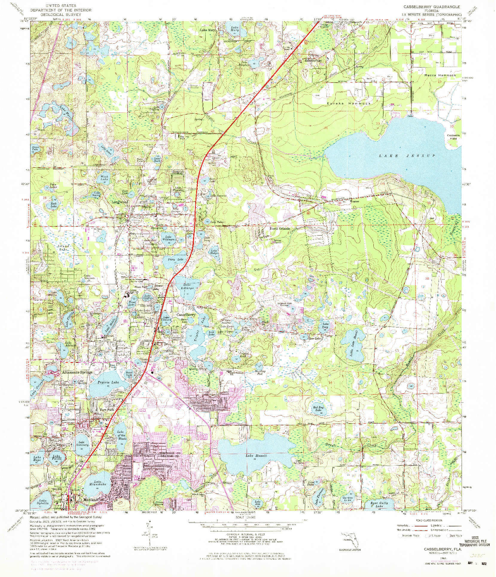 USGS 1:24000-SCALE QUADRANGLE FOR CASSELBERRY, FL 1962