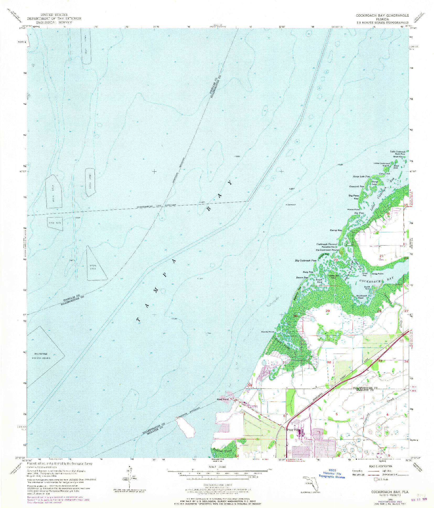 USGS 1:24000-SCALE QUADRANGLE FOR COCKROACH BAY, FL 1956