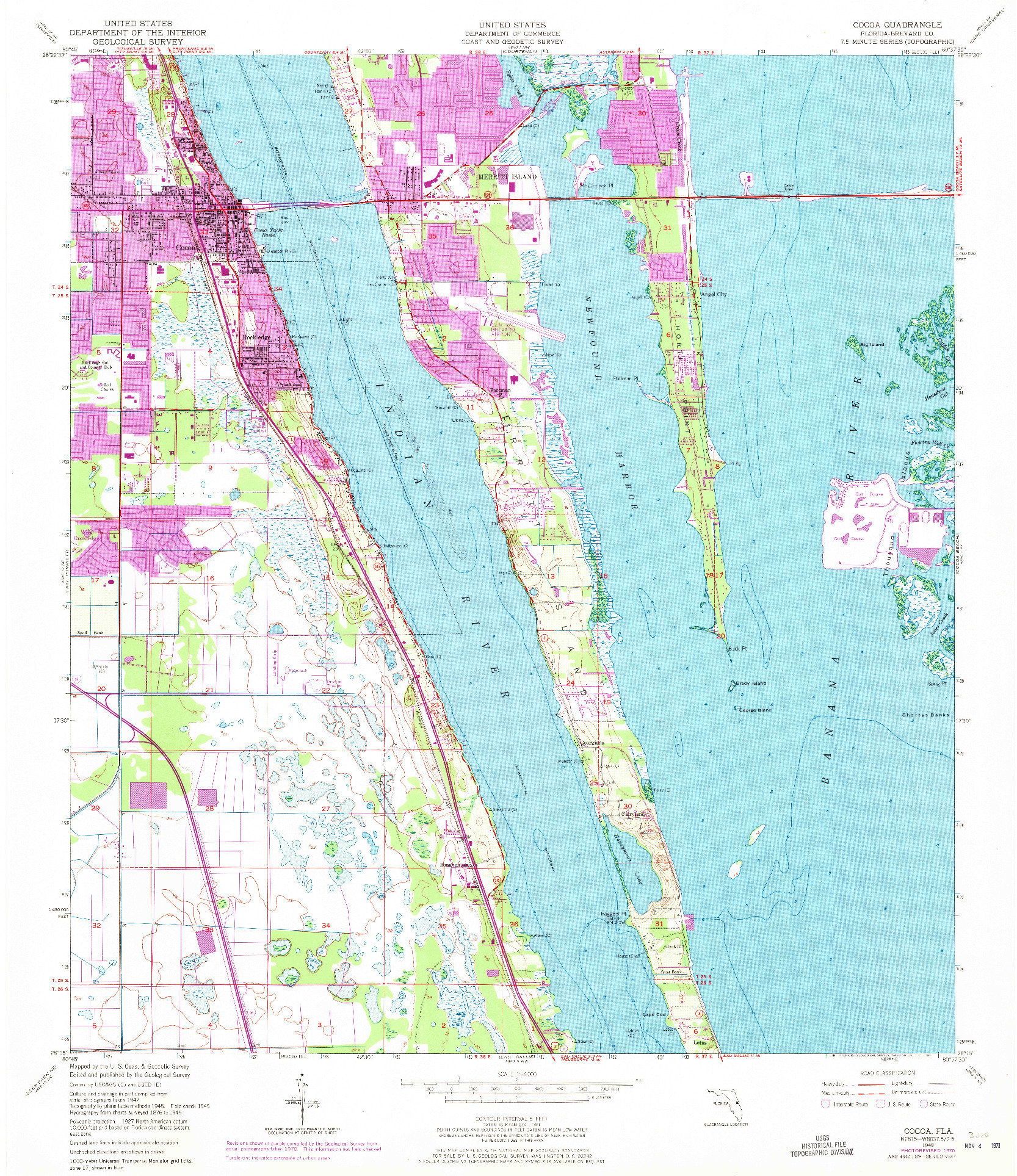 USGS 1:24000-SCALE QUADRANGLE FOR COCOA, FL 1949