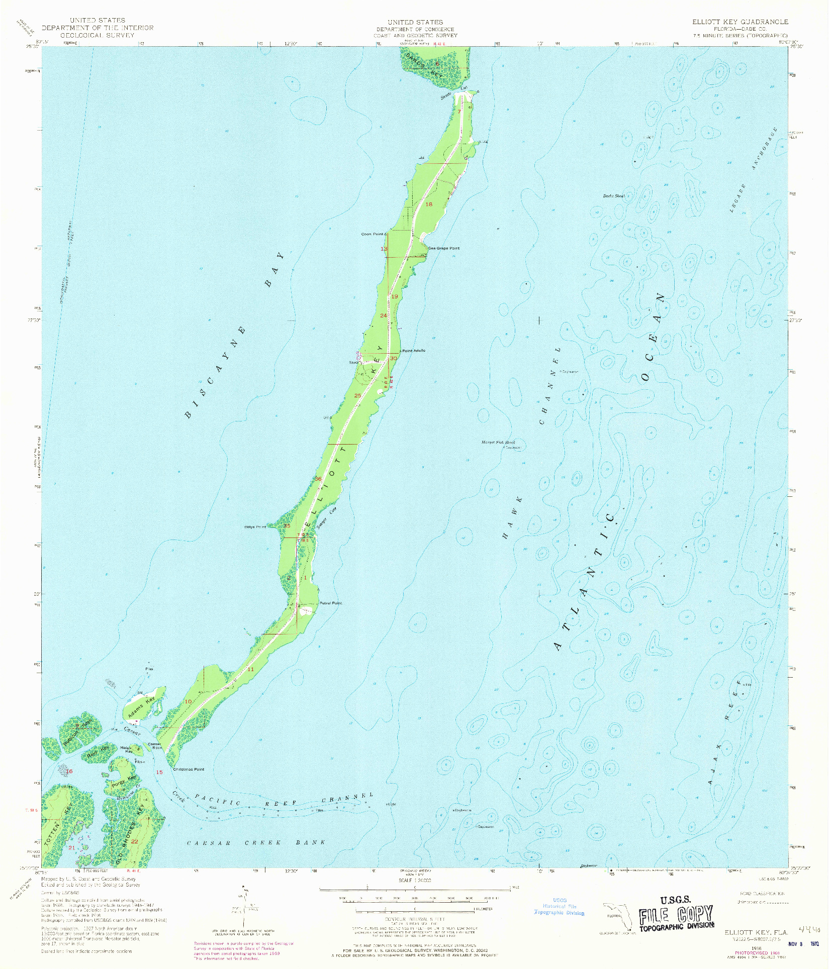 USGS 1:24000-SCALE QUADRANGLE FOR ELLIOTT KEY, FL 1956
