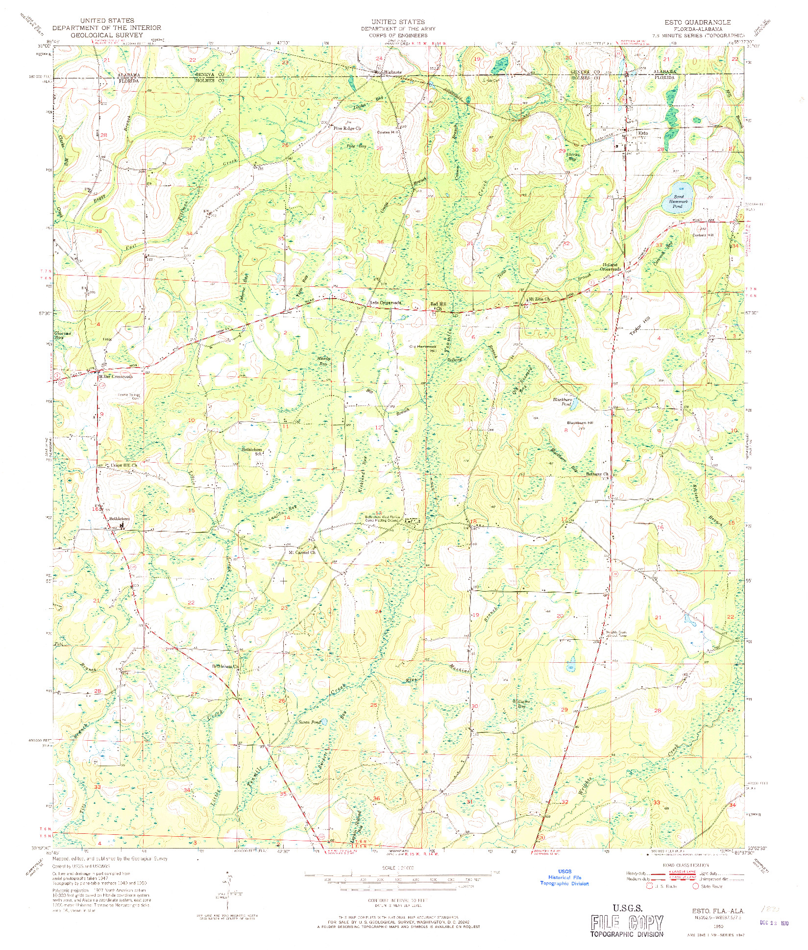 USGS 1:24000-SCALE QUADRANGLE FOR ESTO, FL 1950