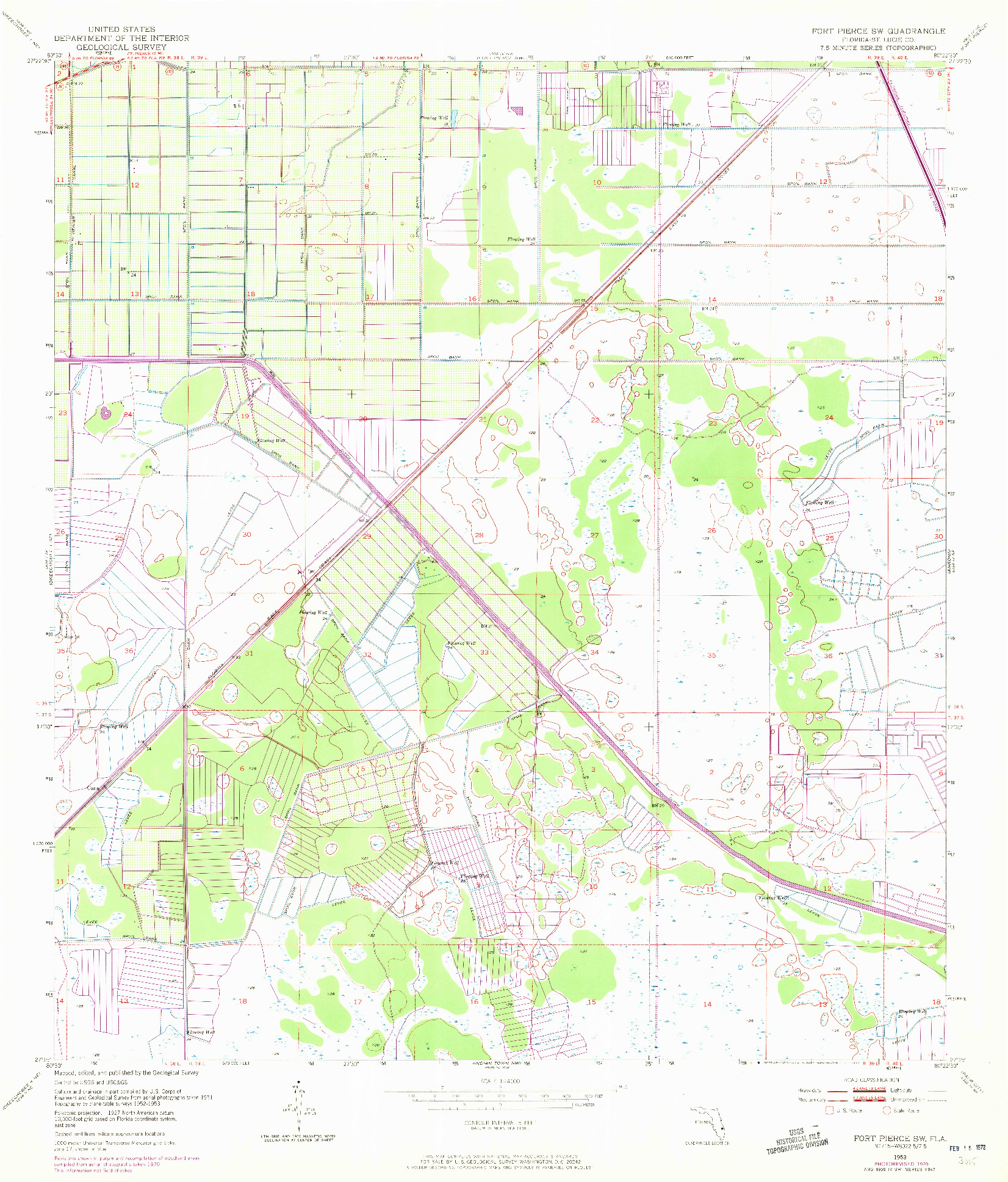 USGS 1:24000-SCALE QUADRANGLE FOR FORT PIERCE SW, FL 1953
