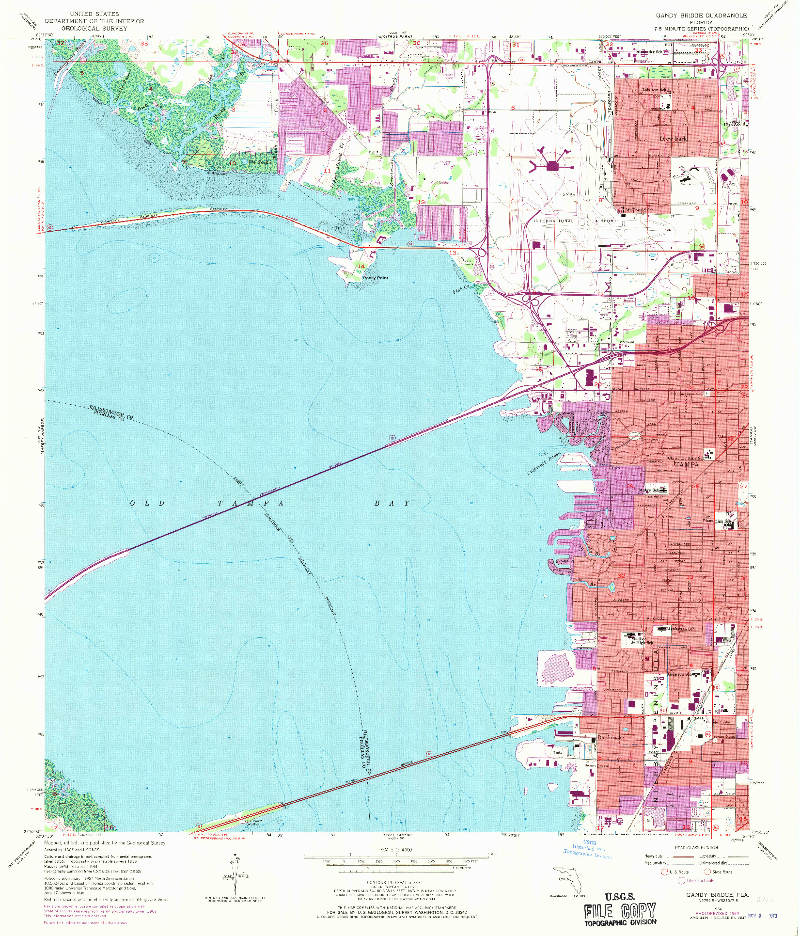 USGS 1:24000-SCALE QUADRANGLE FOR GANDY BRIDGE, FL 1956