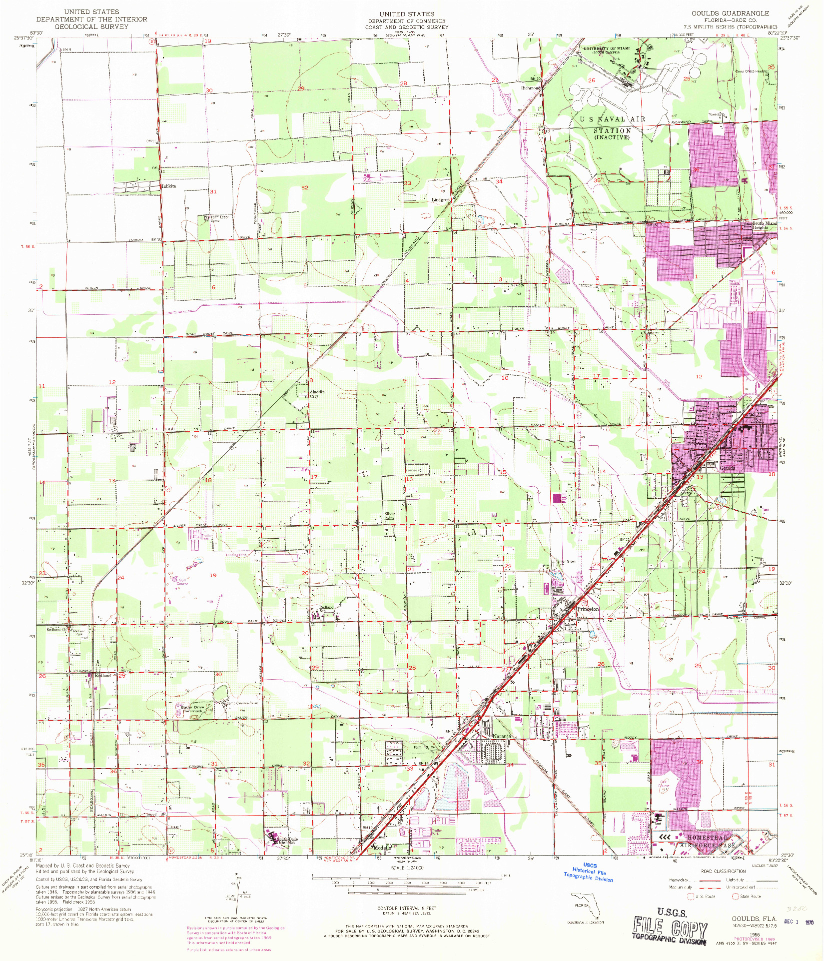 USGS 1:24000-SCALE QUADRANGLE FOR GOULDS, FL 1956