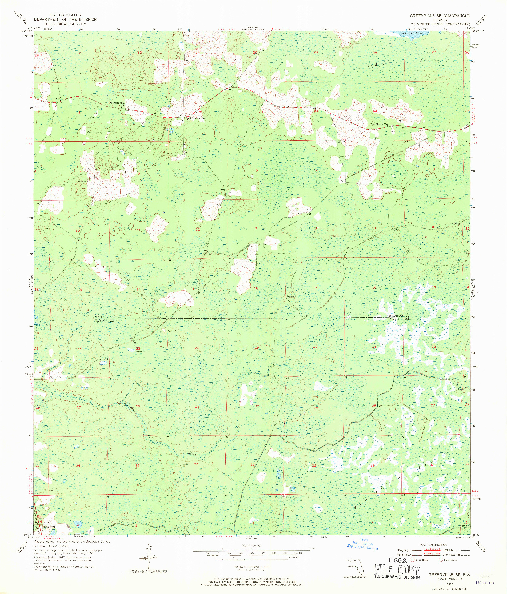 USGS 1:24000-SCALE QUADRANGLE FOR GREENVILLE SE, FL 1955