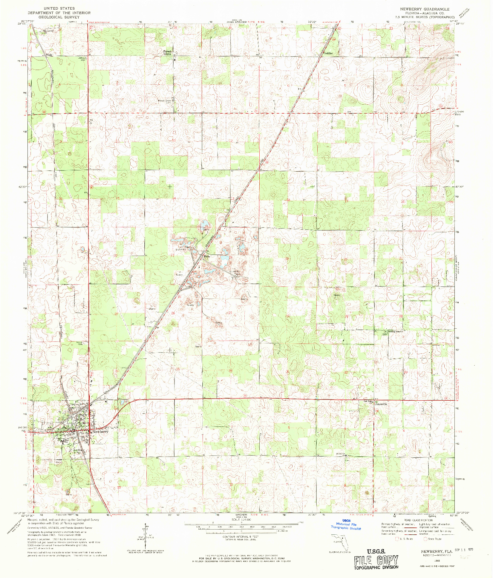 USGS 1:24000-SCALE QUADRANGLE FOR NEWBERRY, FL 1968