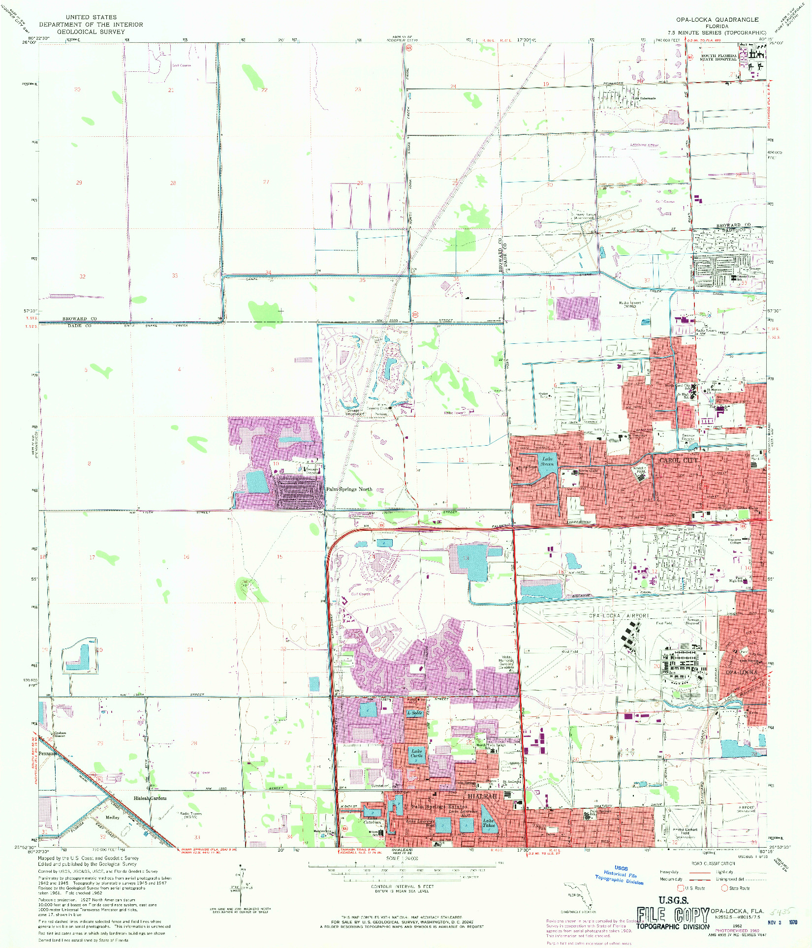 USGS 1:24000-SCALE QUADRANGLE FOR OPA-LOCKA, FL 1962