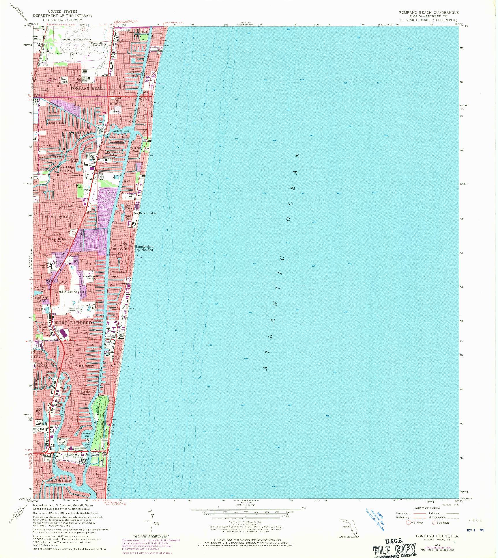 USGS 1:24000-SCALE QUADRANGLE FOR POMPANO BEACH, FL 1962