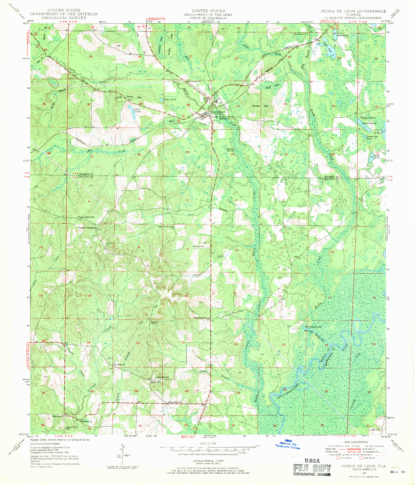 USGS 1:24000-SCALE QUADRANGLE FOR PONCE DE LEON, FL 1948