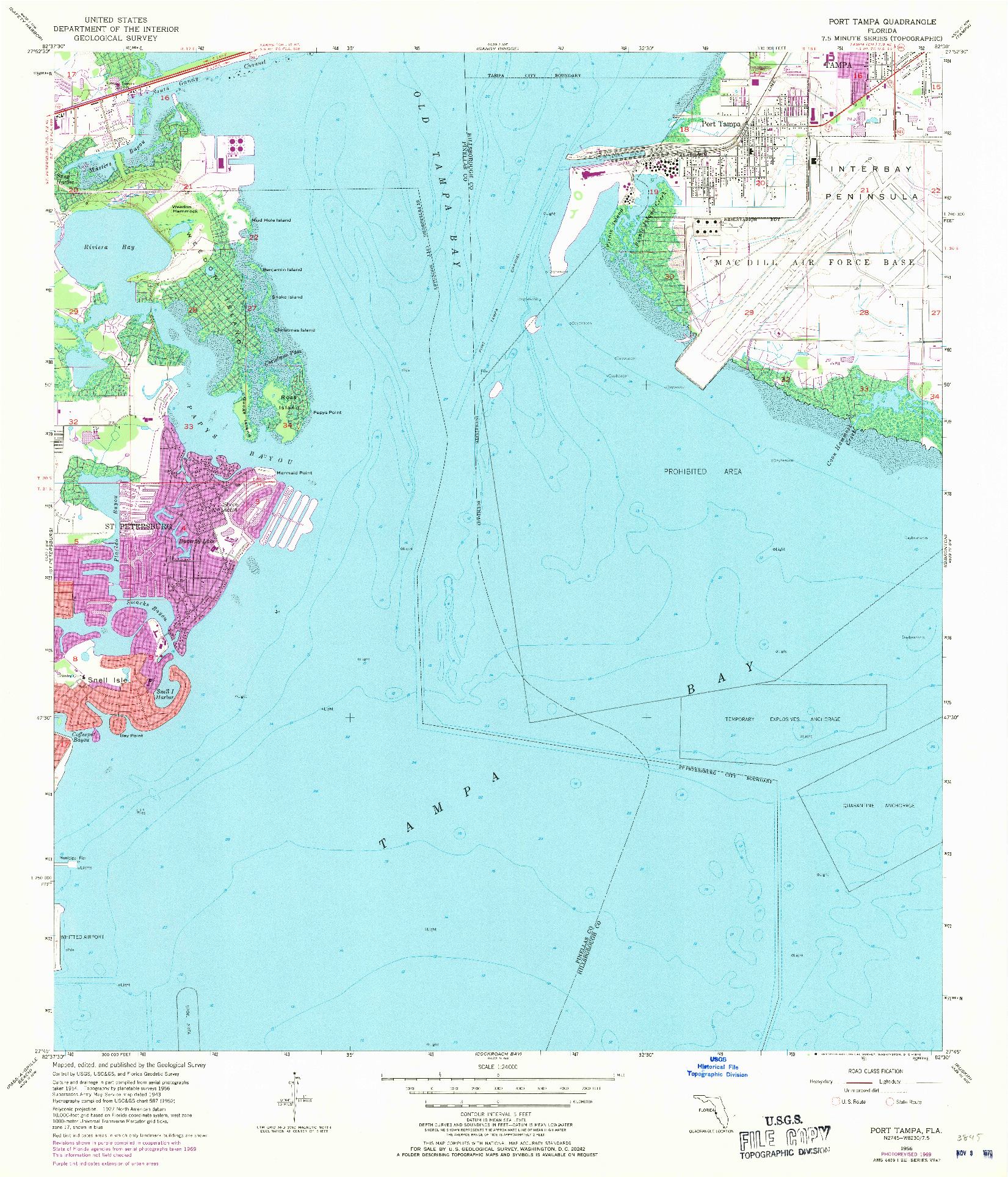 USGS 1:24000-SCALE QUADRANGLE FOR PORT TAMPA, FL 1956