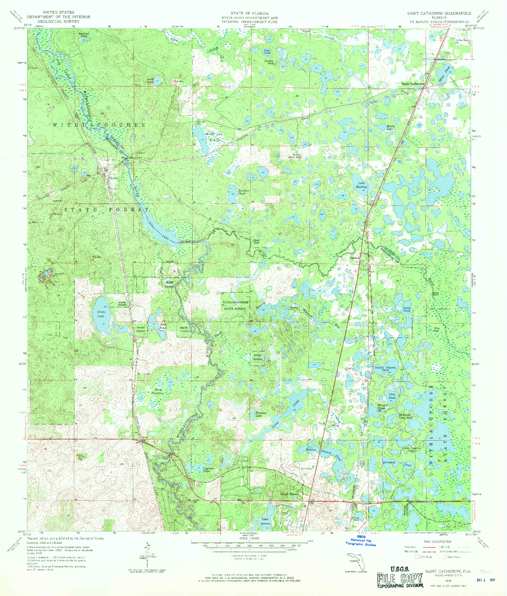USGS 1:24000-SCALE QUADRANGLE FOR SAINT CATHERINE, FL 1958
