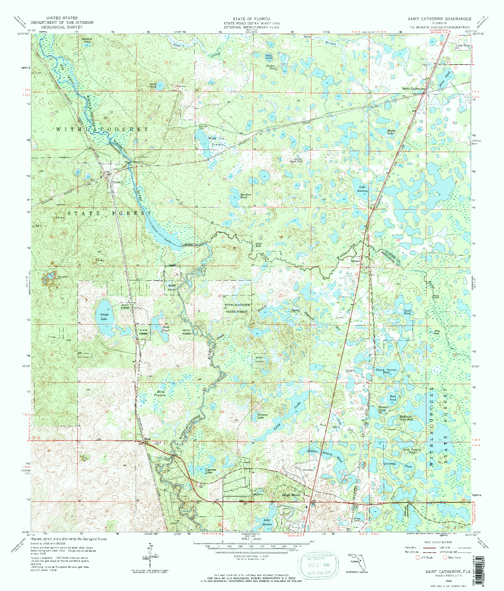 USGS 1:24000-SCALE QUADRANGLE FOR SAINT CATHERINE, FL 1958