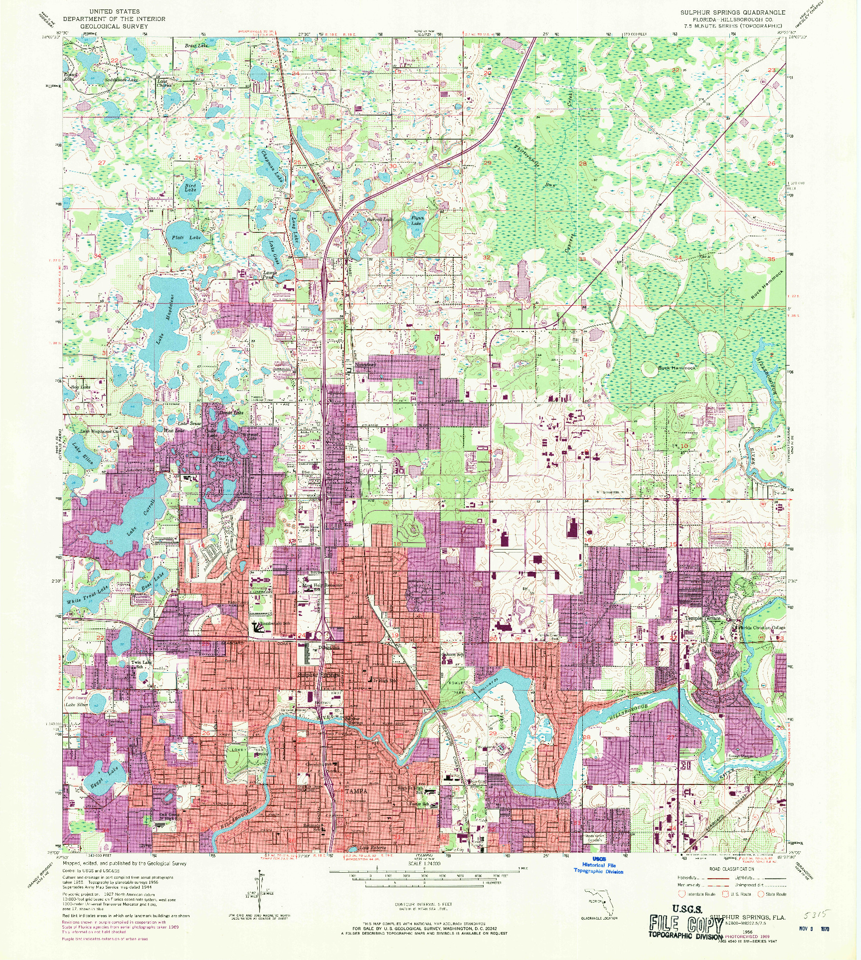 USGS 1:24000-SCALE QUADRANGLE FOR SULPHUR SPRINGS, FL 1956