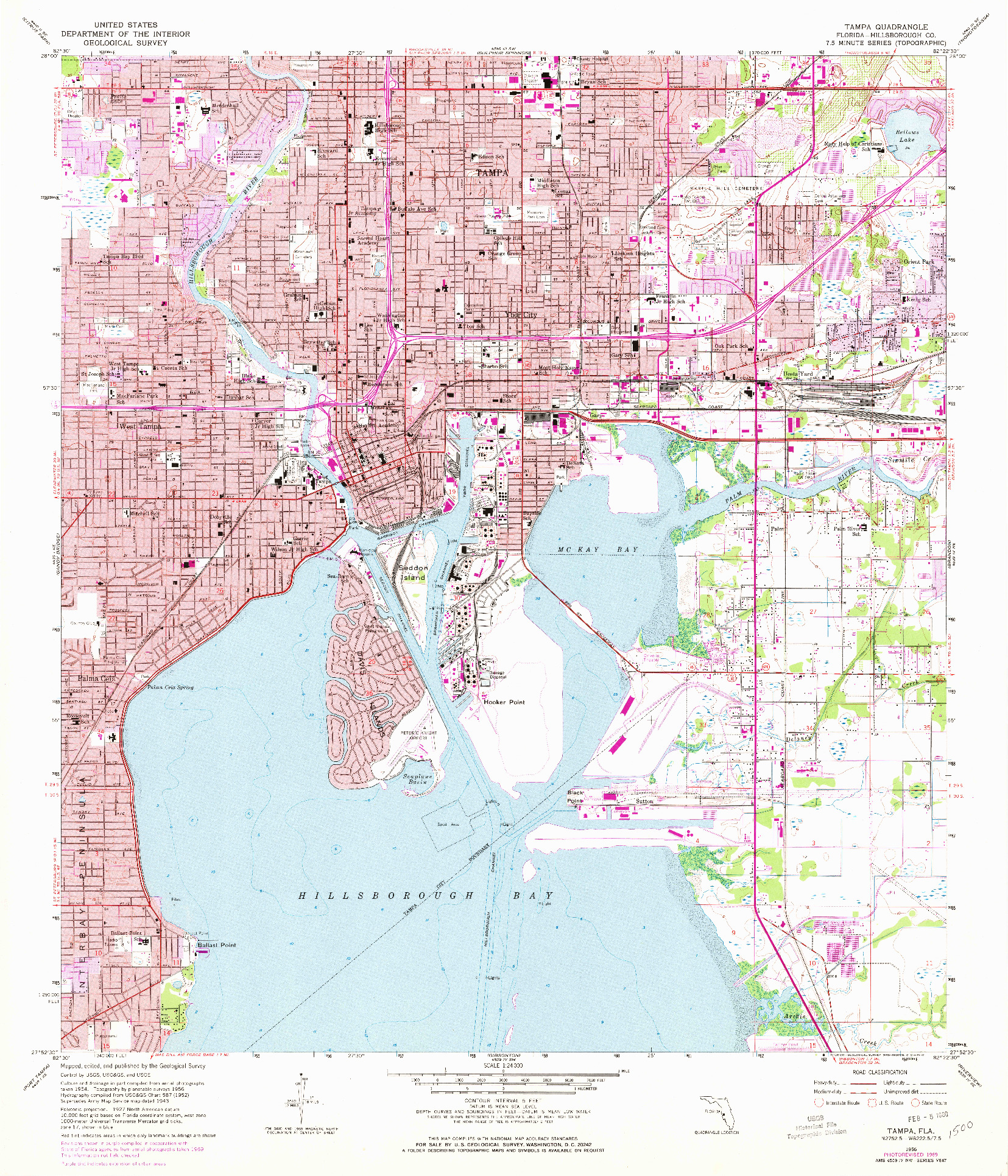 USGS 1:24000-SCALE QUADRANGLE FOR TAMPA, FL 1956