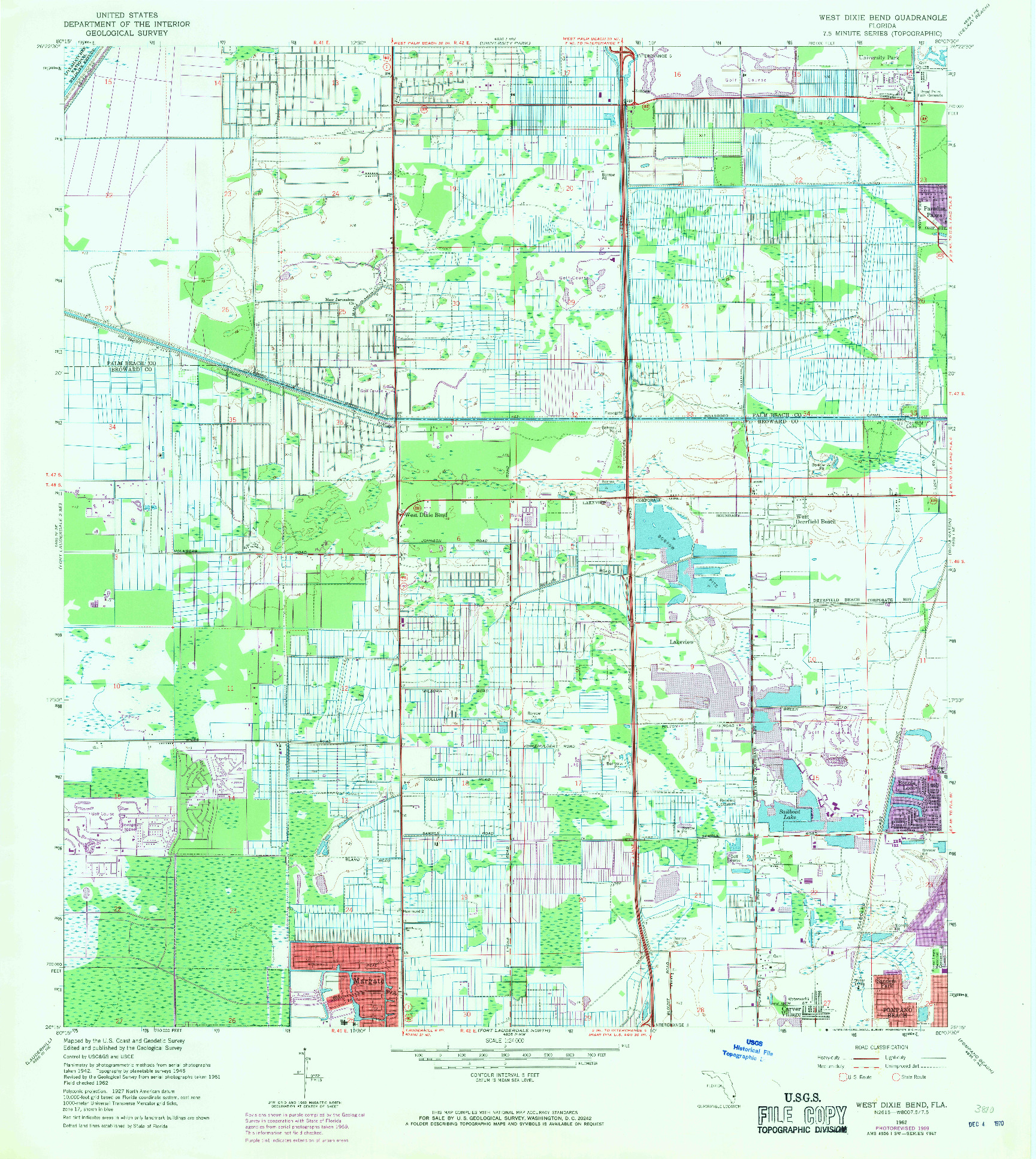 USGS 1:24000-SCALE QUADRANGLE FOR WEST DIXIE BEND, FL 1962