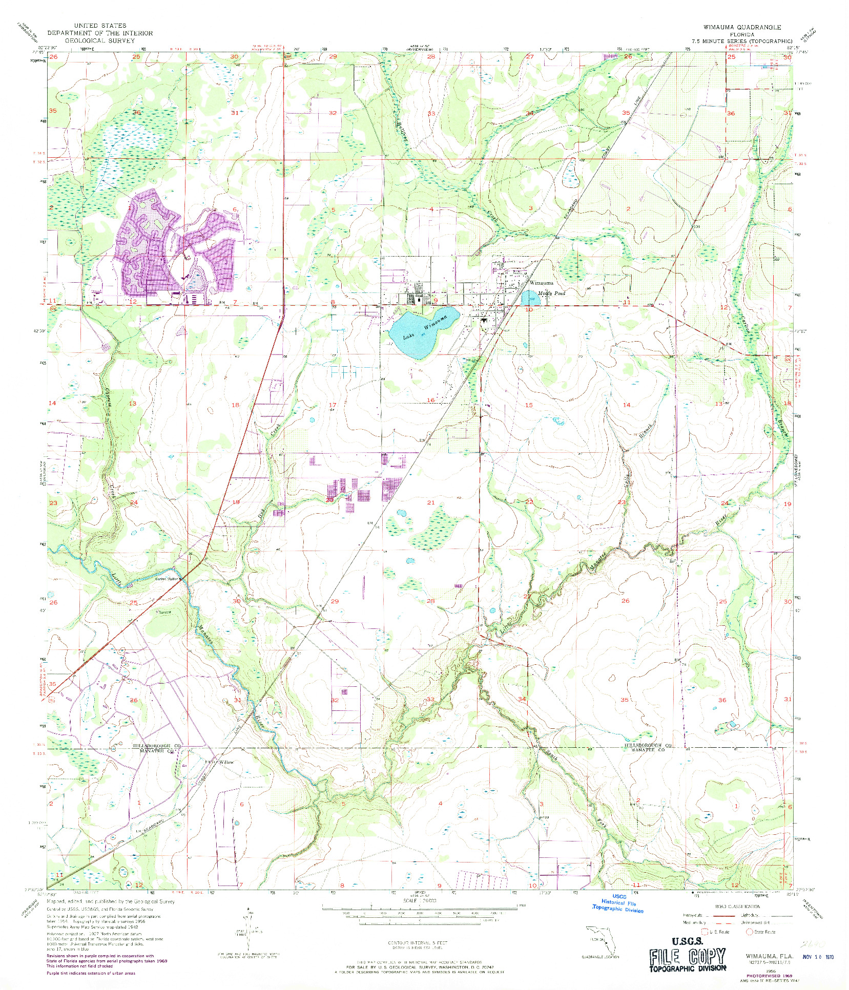 USGS 1:24000-SCALE QUADRANGLE FOR WIMAUMA, FL 1956