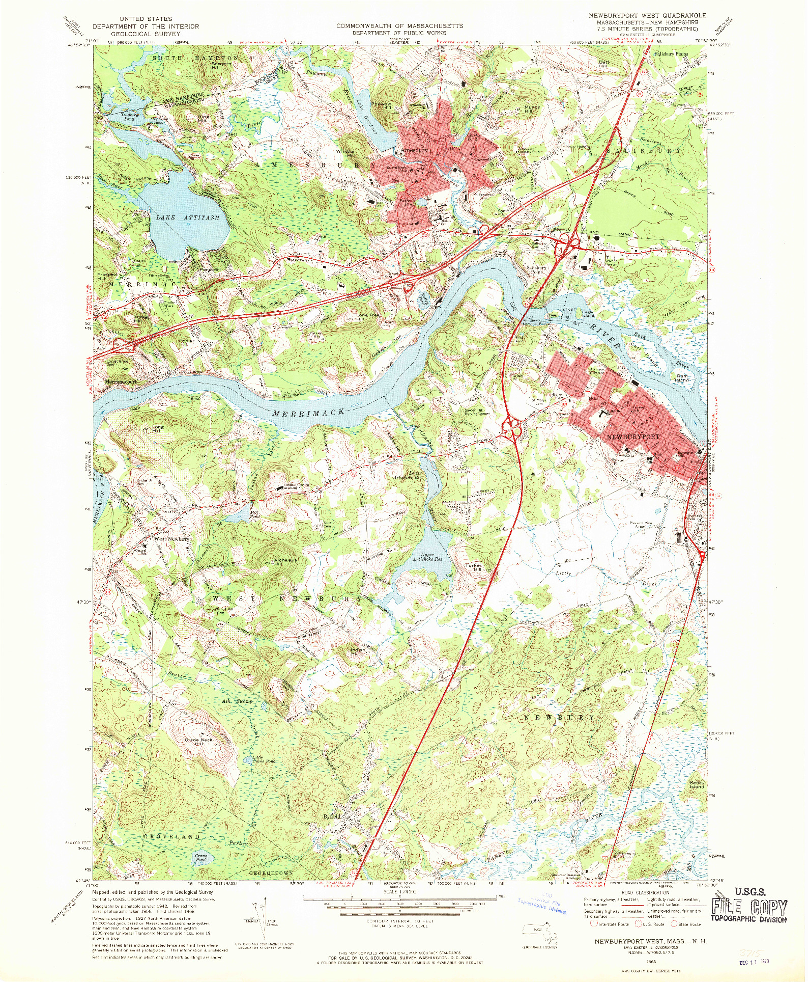 USGS 1:24000-SCALE QUADRANGLE FOR NEWBURYPORT WEST, MA 1968