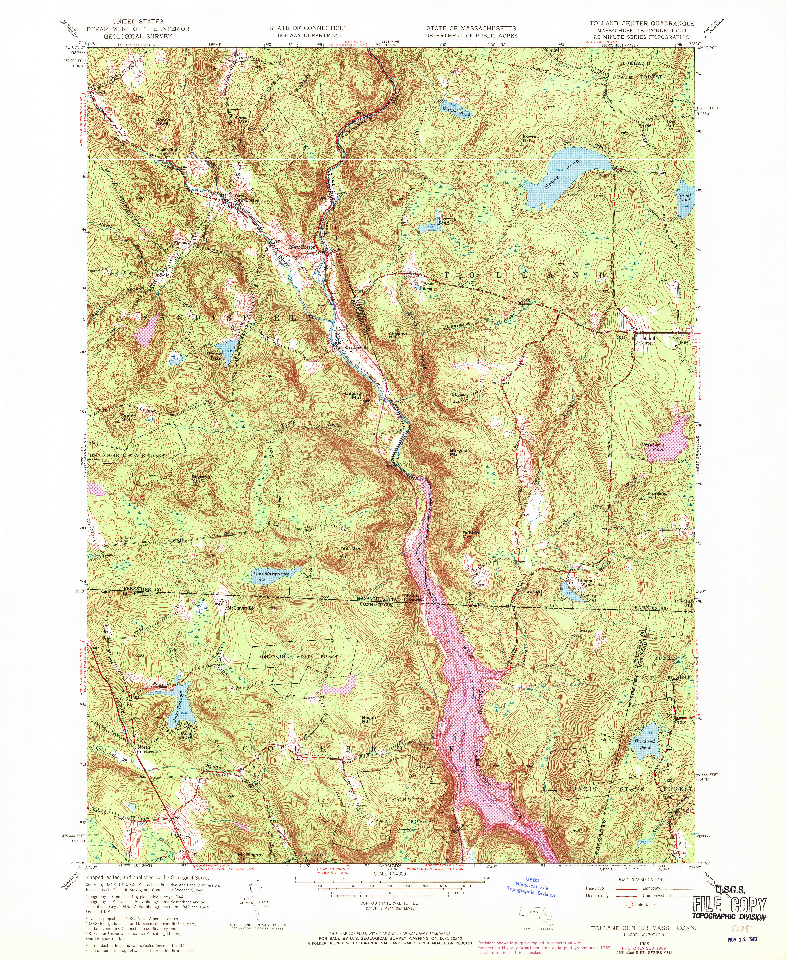 USGS 1:24000-SCALE QUADRANGLE FOR TOLLAND CENTER, MA 1958