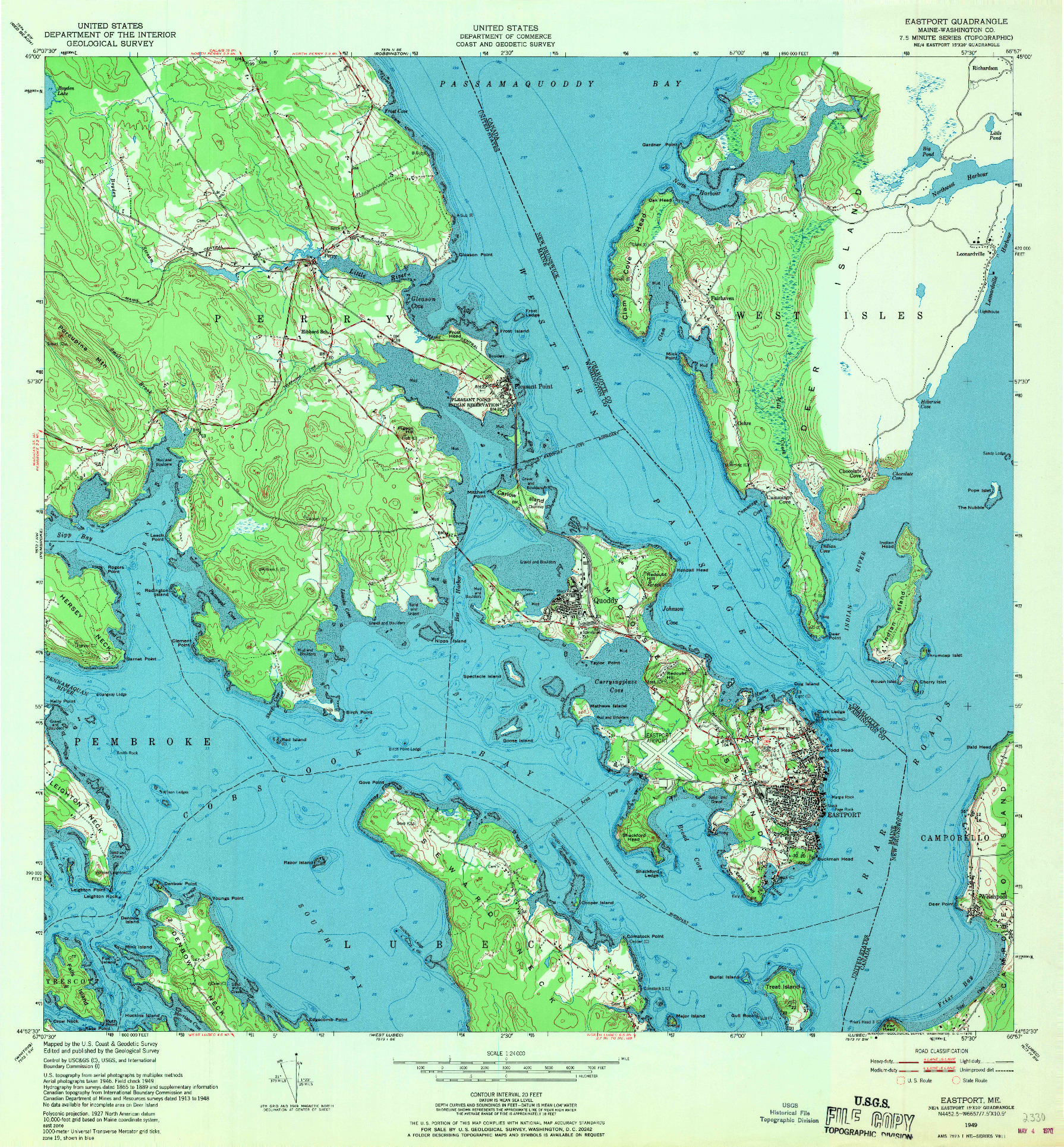 USGS 1:24000-SCALE QUADRANGLE FOR EASTPORT, ME 1949