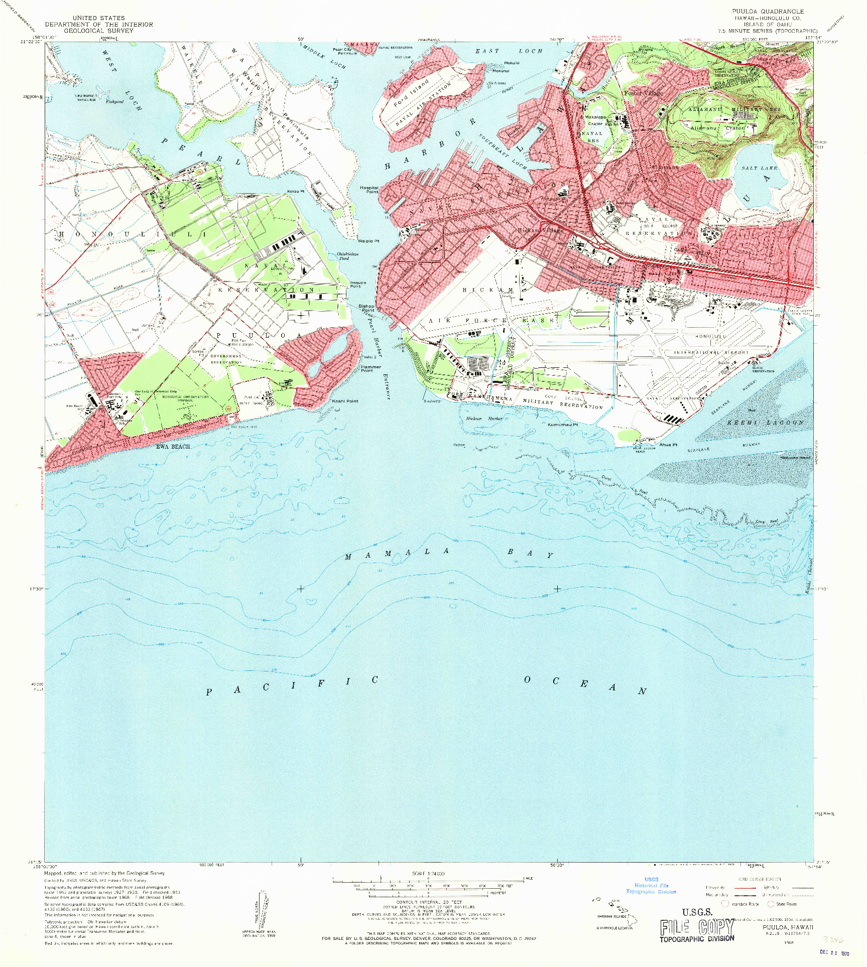 USGS 1:24000-SCALE QUADRANGLE FOR PUULOA, HI 1968