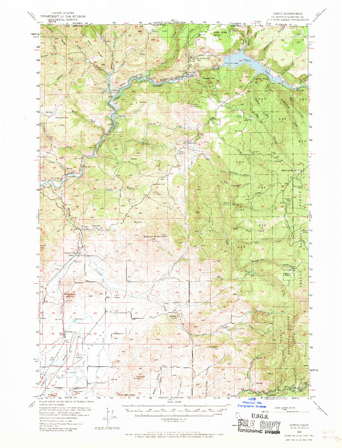 USGS 1:62500-SCALE QUADRANGLE FOR COPCO, CA 1962