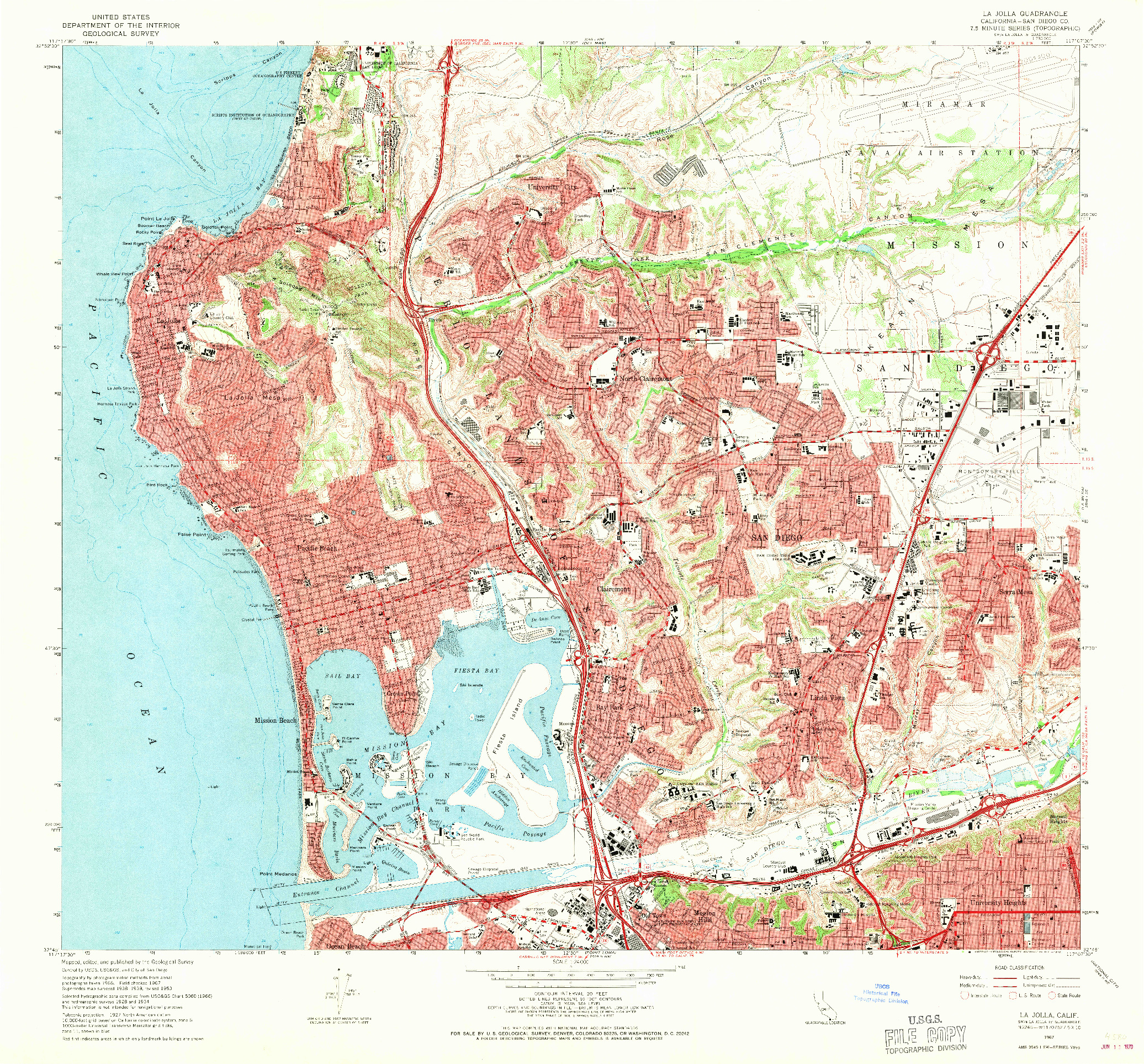USGS 1:24000-SCALE QUADRANGLE FOR LA JOLLA, CA 1967