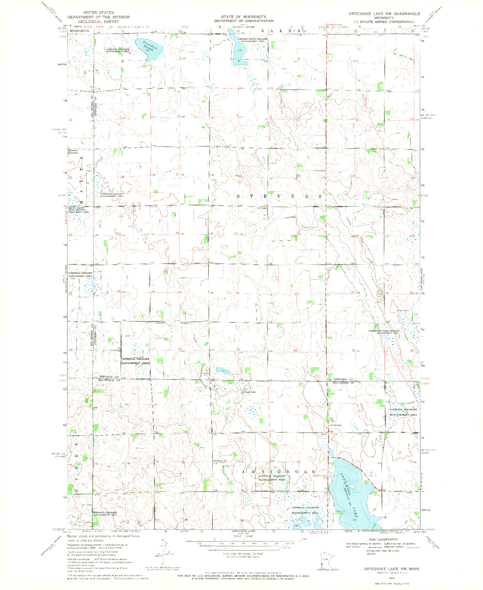 USGS 1:24000-SCALE QUADRANGLE FOR ARTICHOKE LAKE NW, MN 1968