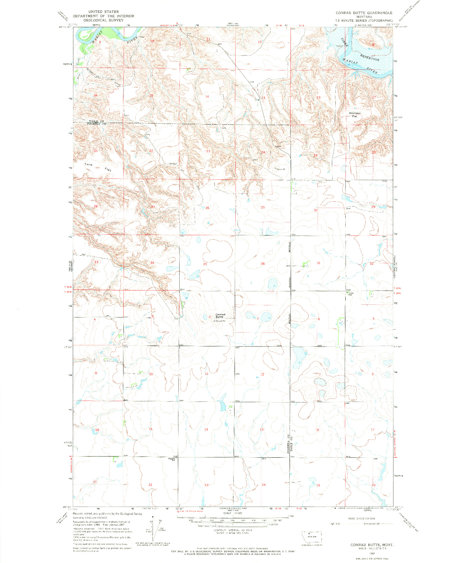 USGS 1:24000-SCALE QUADRANGLE FOR CONRAD BUTTE, MT 1967