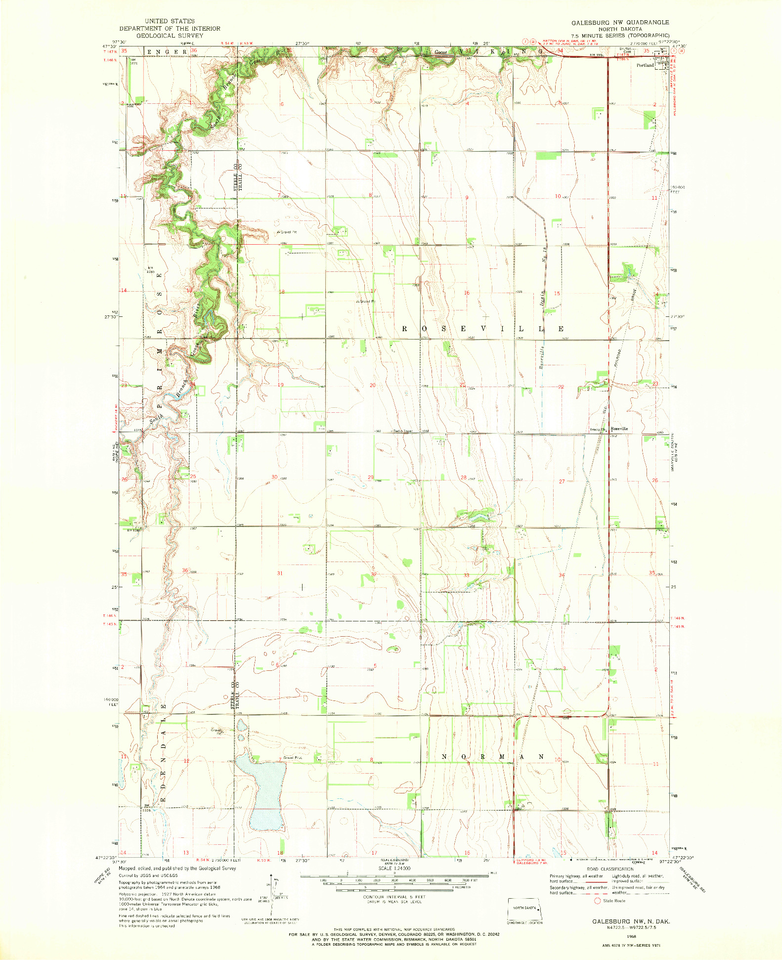 USGS 1:24000-SCALE QUADRANGLE FOR GALESBURG NW, ND 1968
