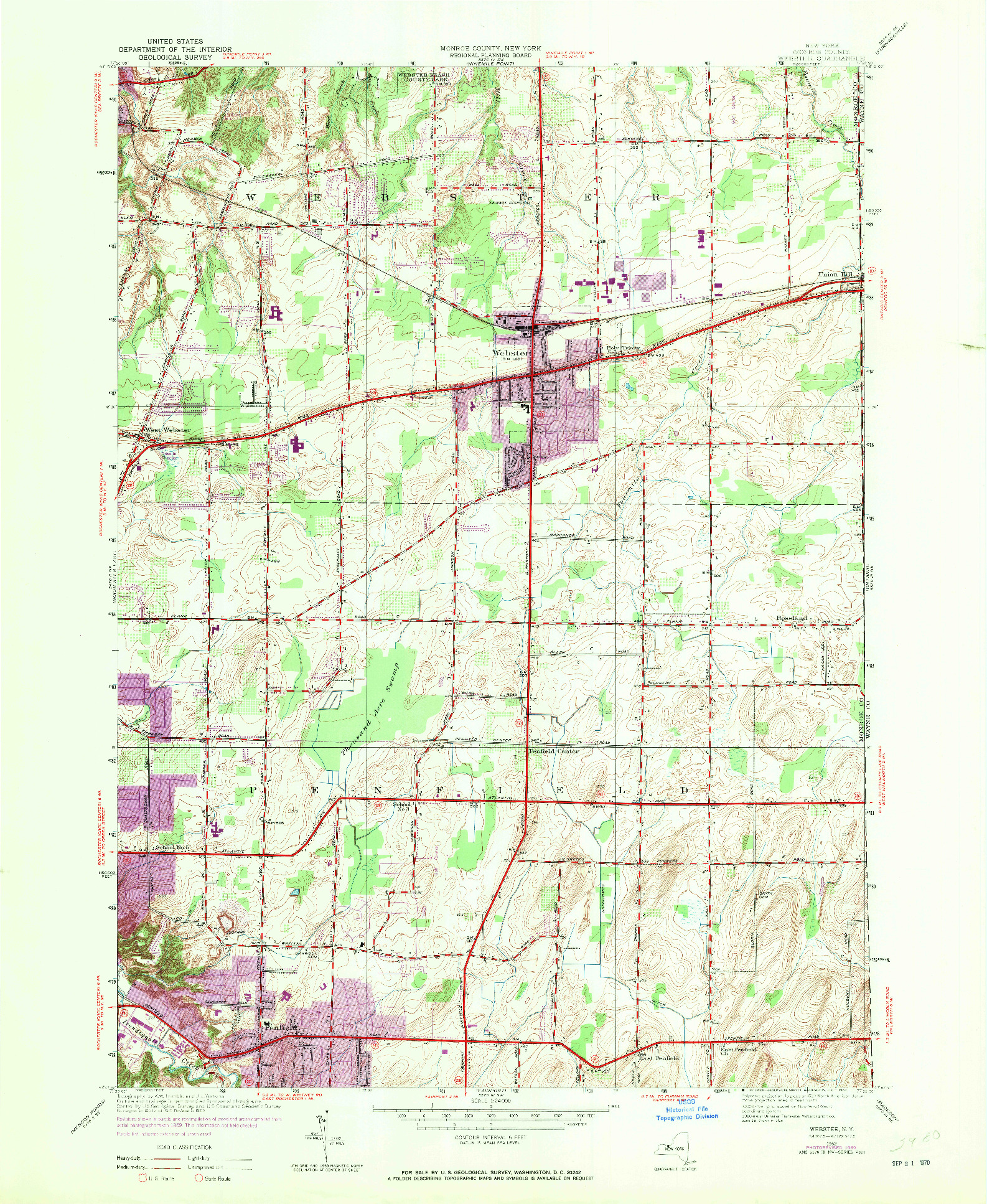 USGS 1:24000-SCALE QUADRANGLE FOR WEBSTER, NY 1952