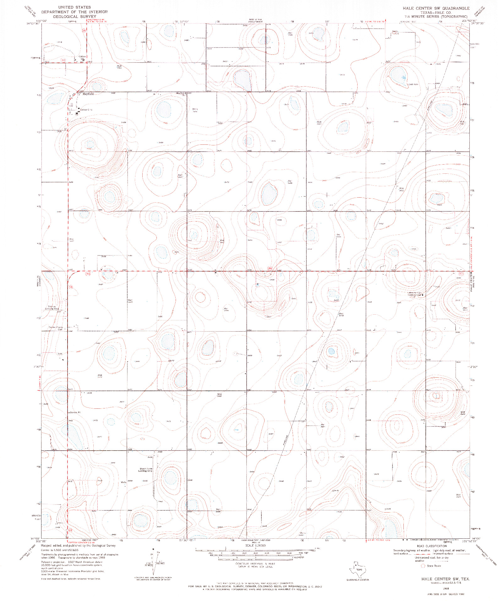 USGS 1:24000-SCALE QUADRANGLE FOR HALE CENTER SW, TX 1968