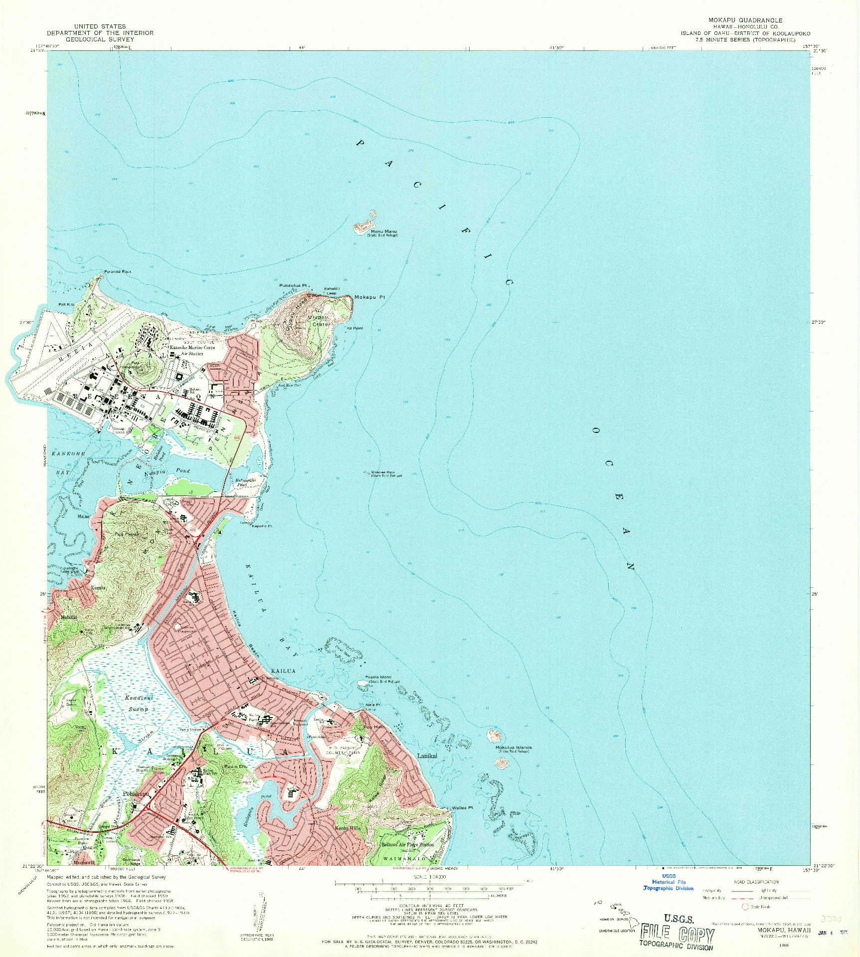 USGS 1:24000-SCALE QUADRANGLE FOR MOKAPU, HI 1968