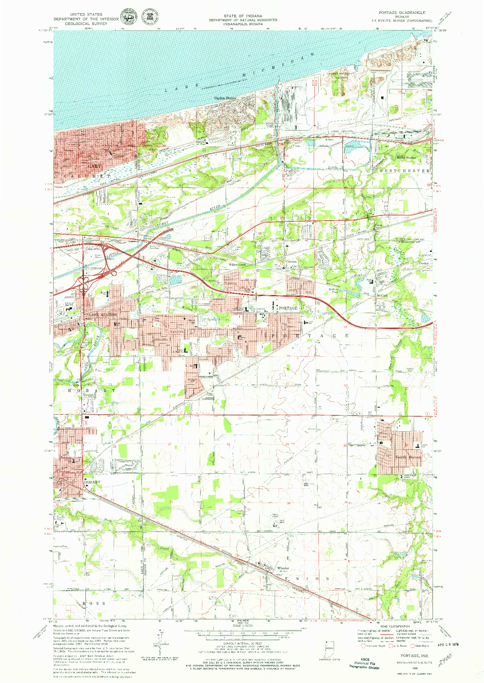 USGS 1:24000-SCALE QUADRANGLE FOR PORTAGE, IN 1968