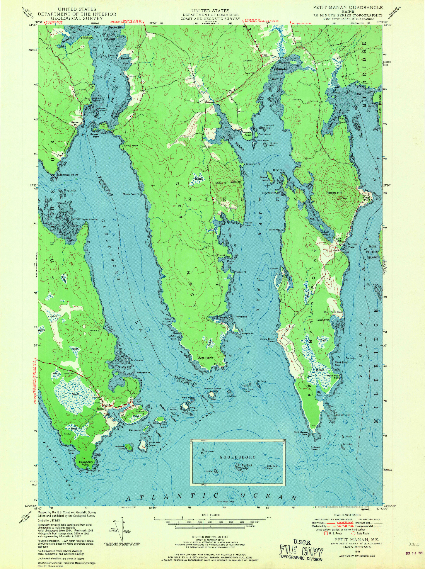 USGS 1:24000-SCALE QUADRANGLE FOR PETIT MANAN, ME 1948