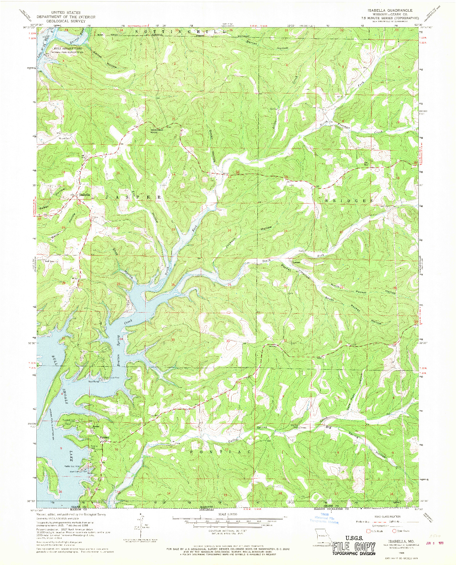 USGS 1:24000-SCALE QUADRANGLE FOR ISABELLA, MO 1968