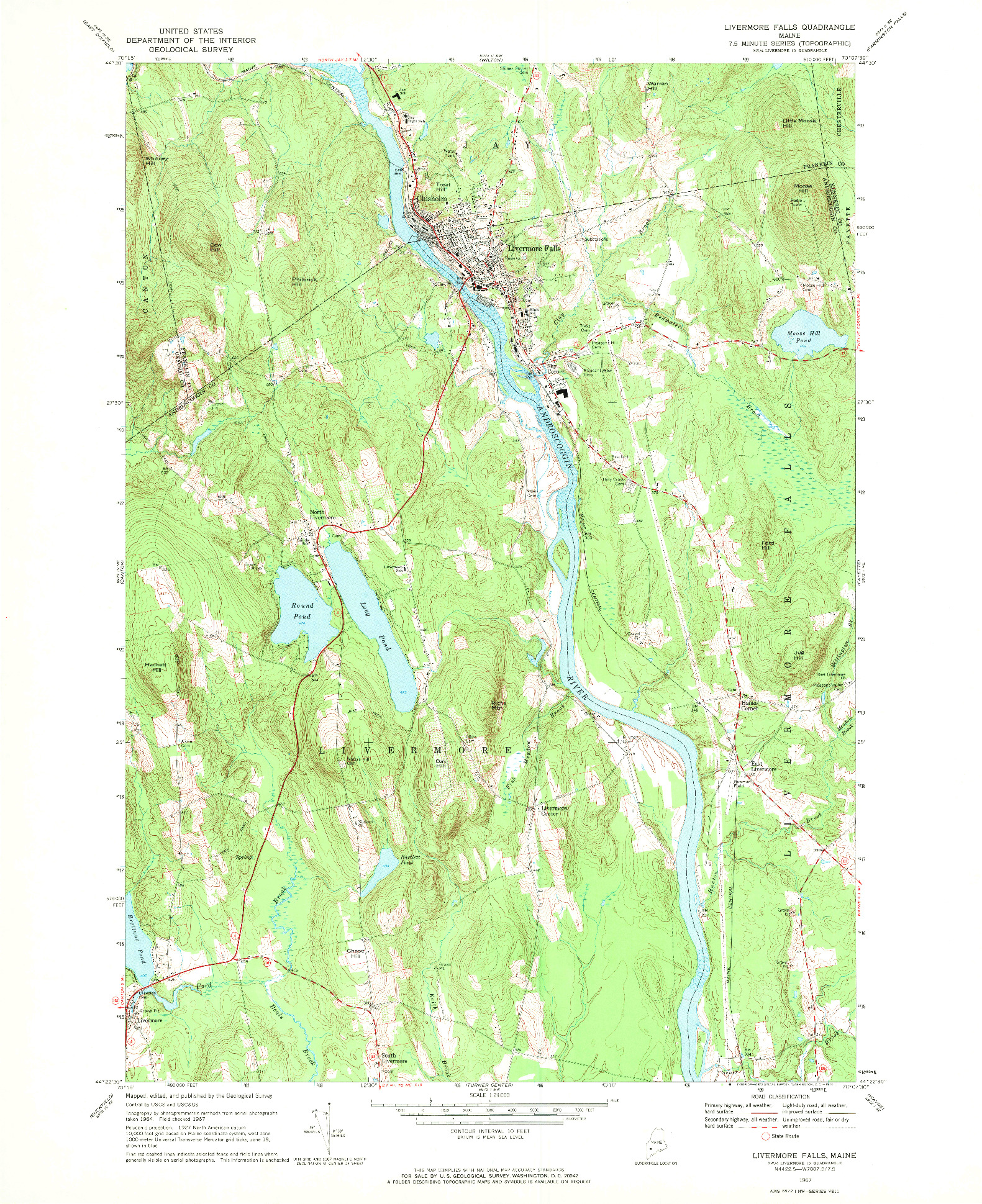 USGS 1:24000-SCALE QUADRANGLE FOR LIVERMORE FALLS, ME 1967