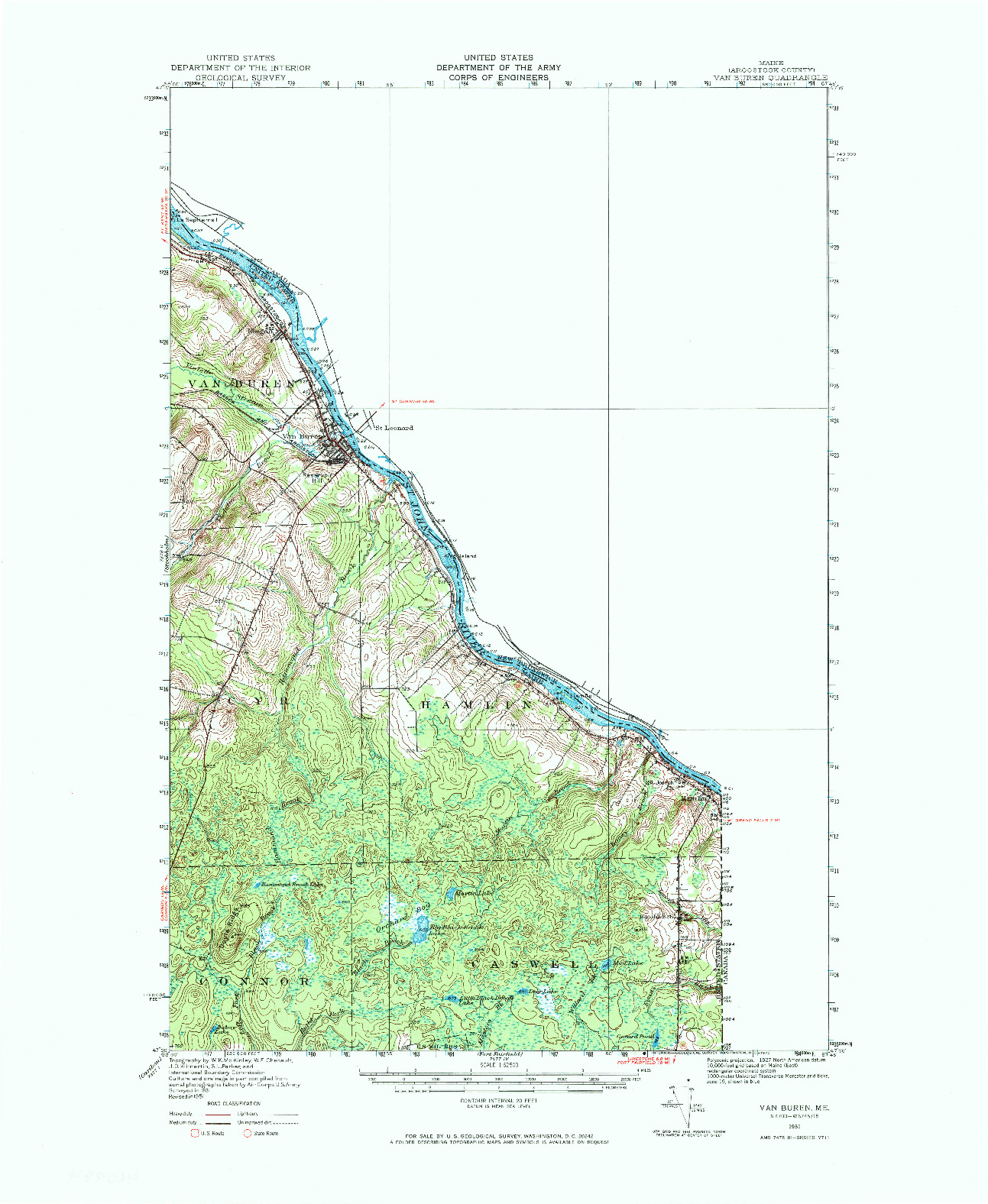 USGS 1:62500-SCALE QUADRANGLE FOR VAN BUREN, ME 1951