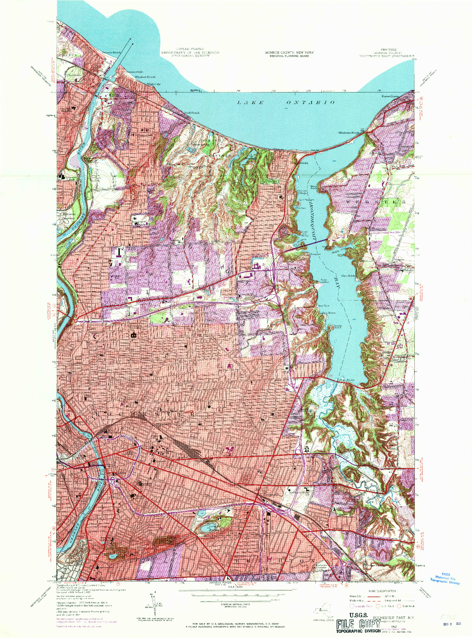 USGS 1:24000-SCALE QUADRANGLE FOR ROCHESTER EAST, NY 1952