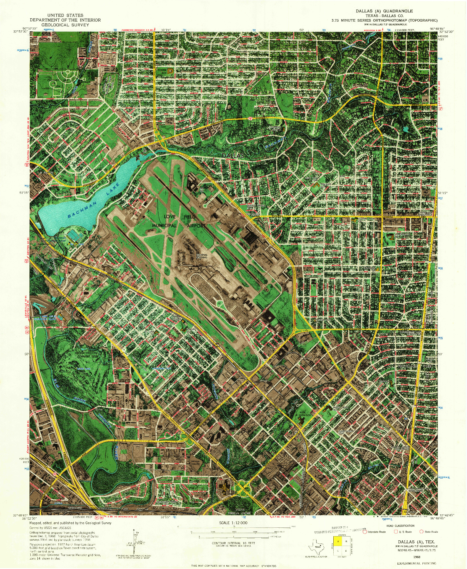 USGS 1:12000-SCALE QUADRANGLE FOR DALLAS (A), TX 1968