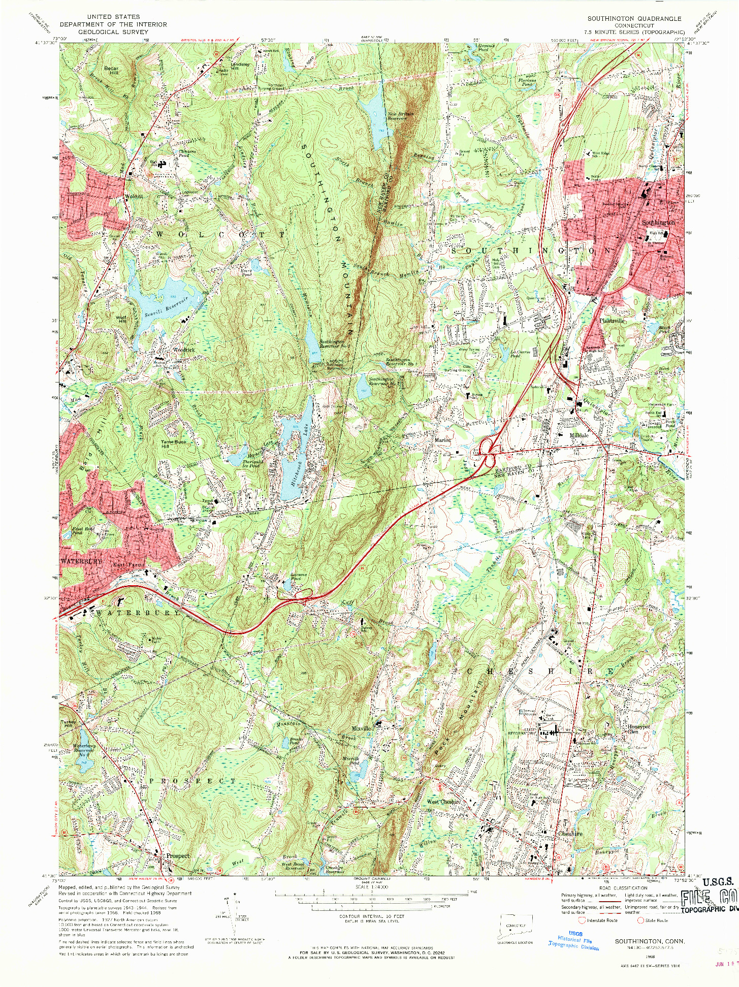 USGS 1:24000-SCALE QUADRANGLE FOR SOUTHINGTON, CT 1968