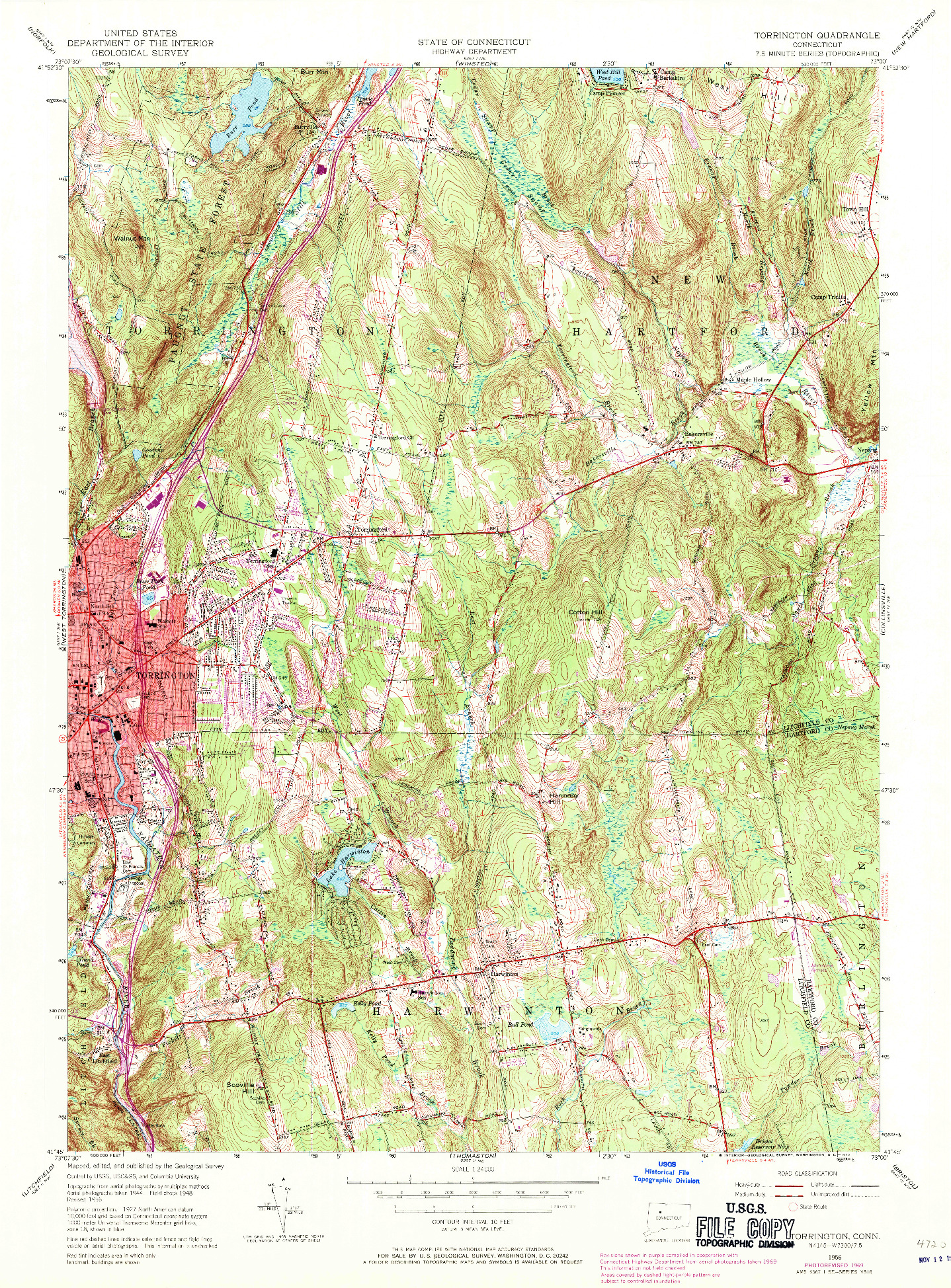 USGS 1:24000-SCALE QUADRANGLE FOR TORRINGTON, CT 1956