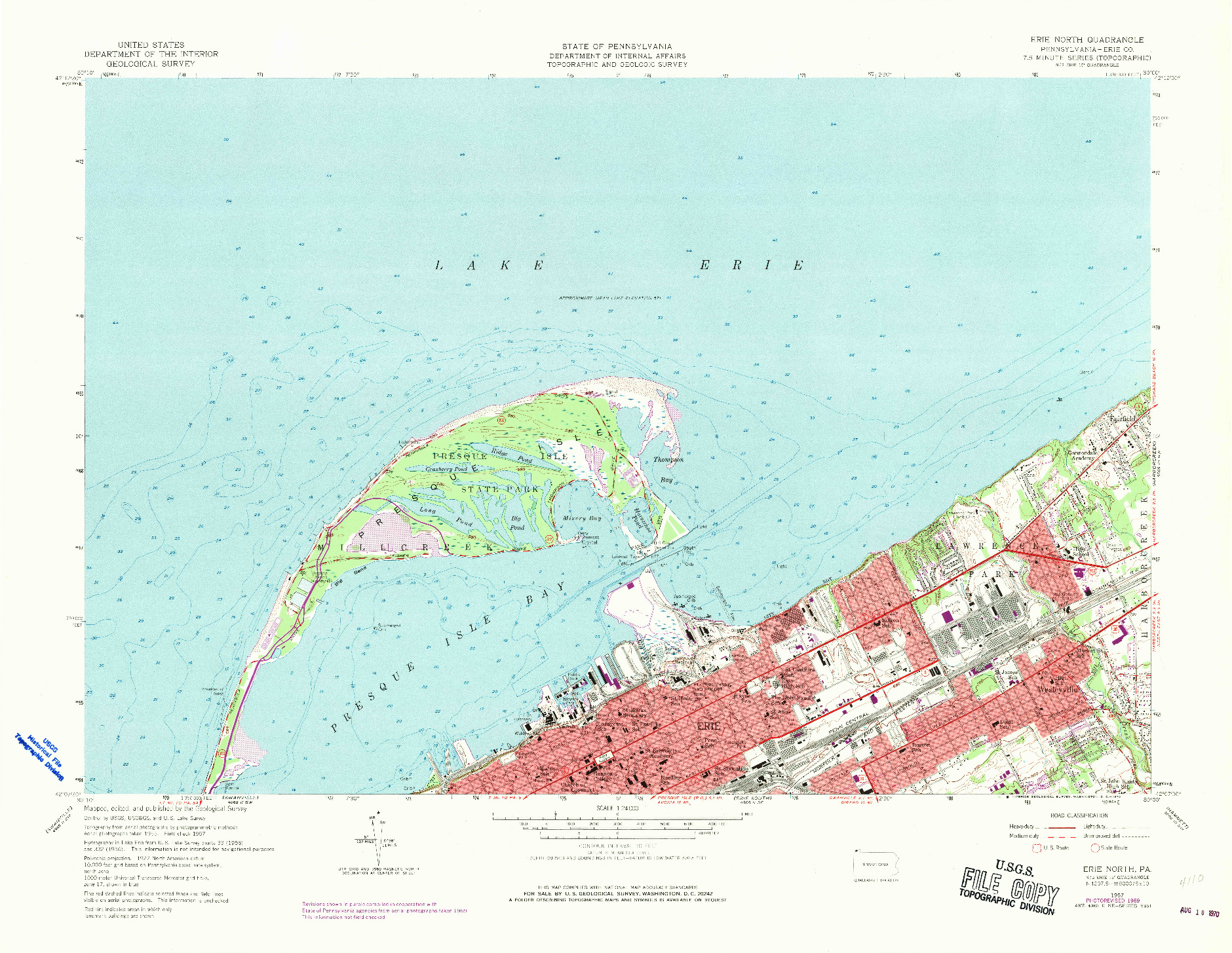 USGS 1:24000-SCALE QUADRANGLE FOR ERIE NORTH, PA 1957