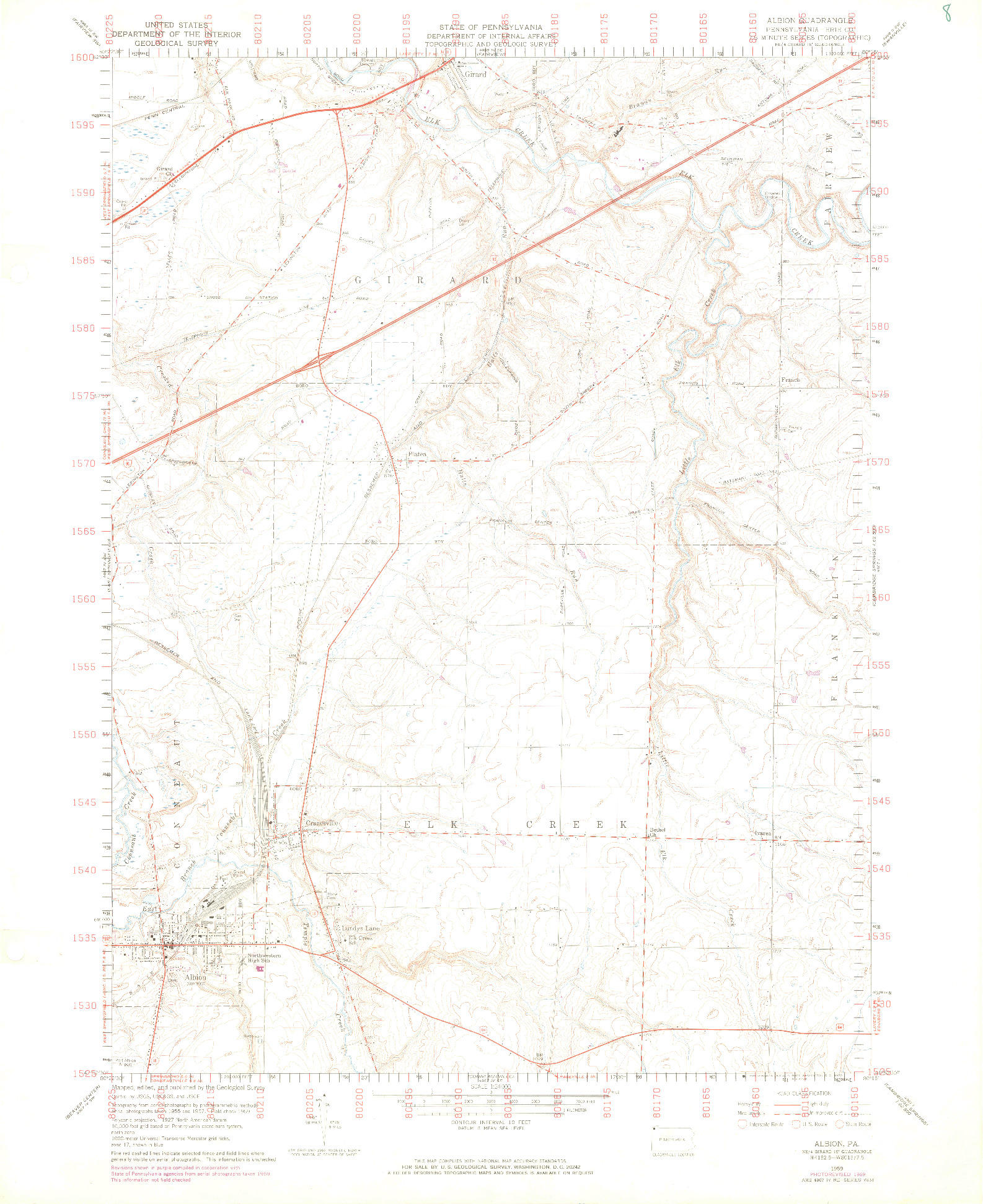 USGS 1:24000-SCALE QUADRANGLE FOR ALBION, PA 1959