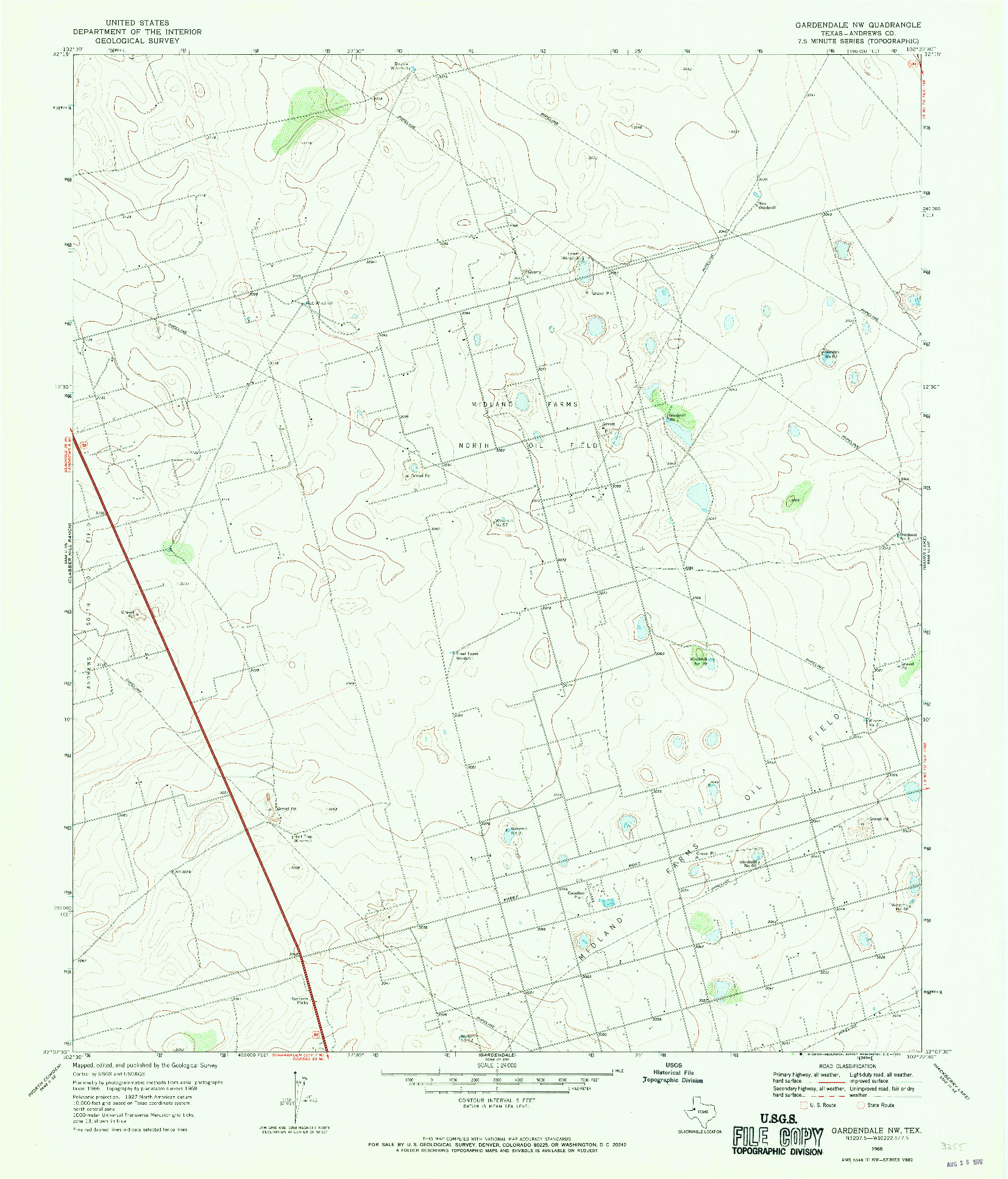 USGS 1:24000-SCALE QUADRANGLE FOR GARDENDALE NW, TX 1968