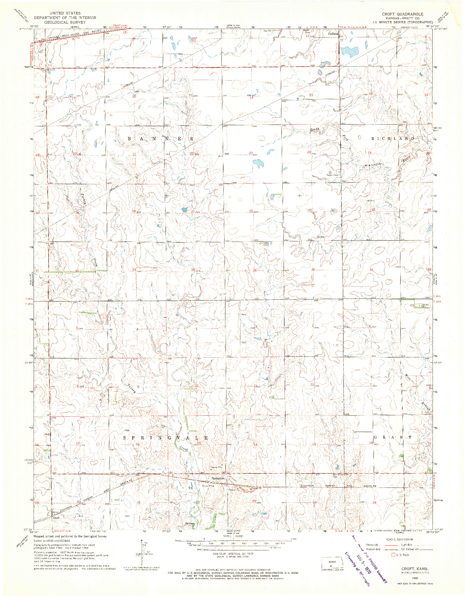 USGS 1:24000-SCALE QUADRANGLE FOR CROFT, KS 1968