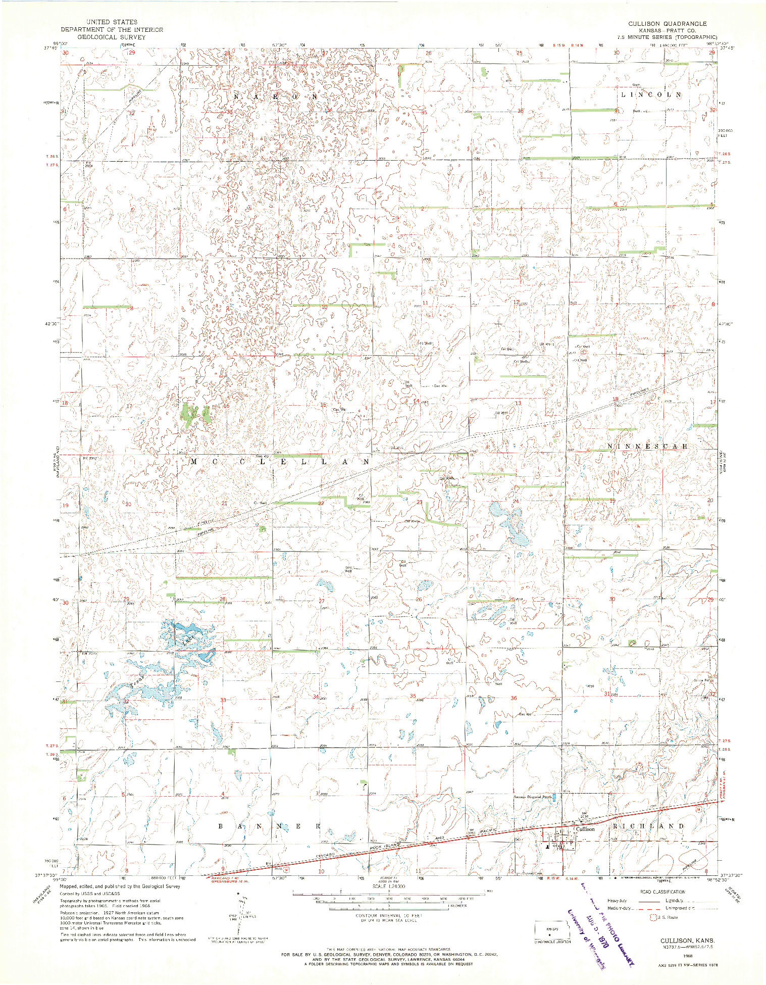 USGS 1:24000-SCALE QUADRANGLE FOR CULLISON, KS 1968